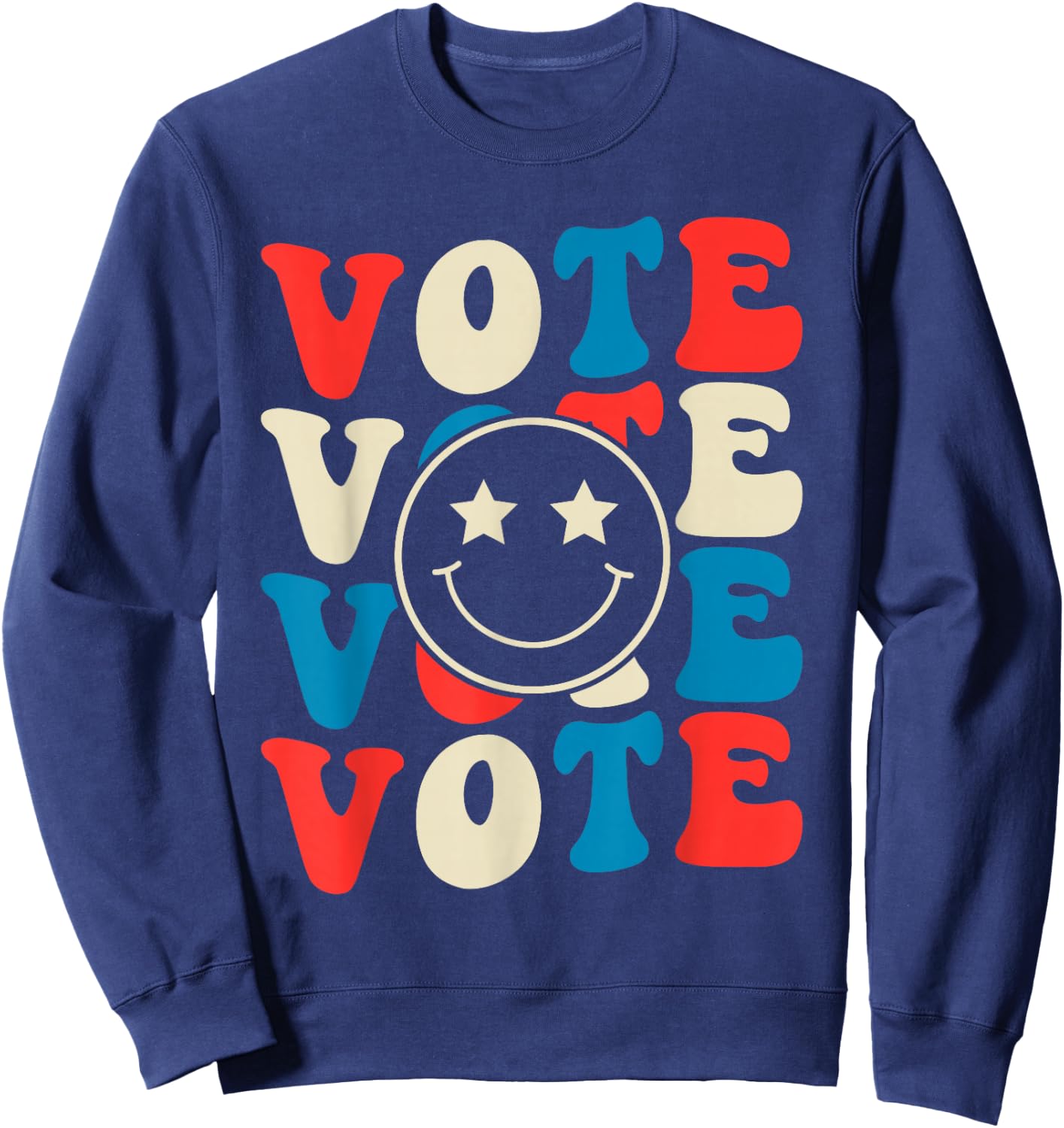 Vote Election 2025 Cute Retro Groovy American Voter Girls Sweatshirt - Sweatshirt | Navy