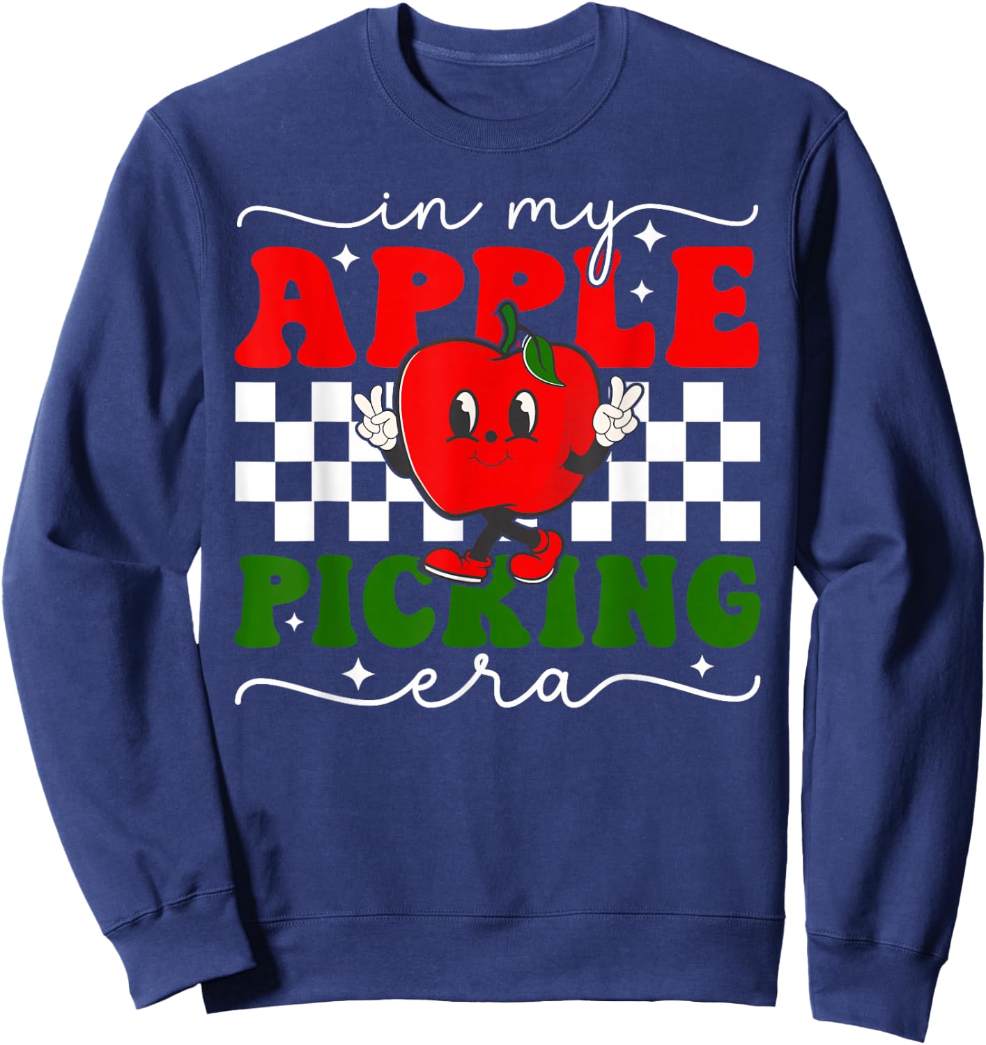 In My Apple Picking Era Retro Harvest Season Fall Autumn Sweatshirt - Sweatshirt | Navy