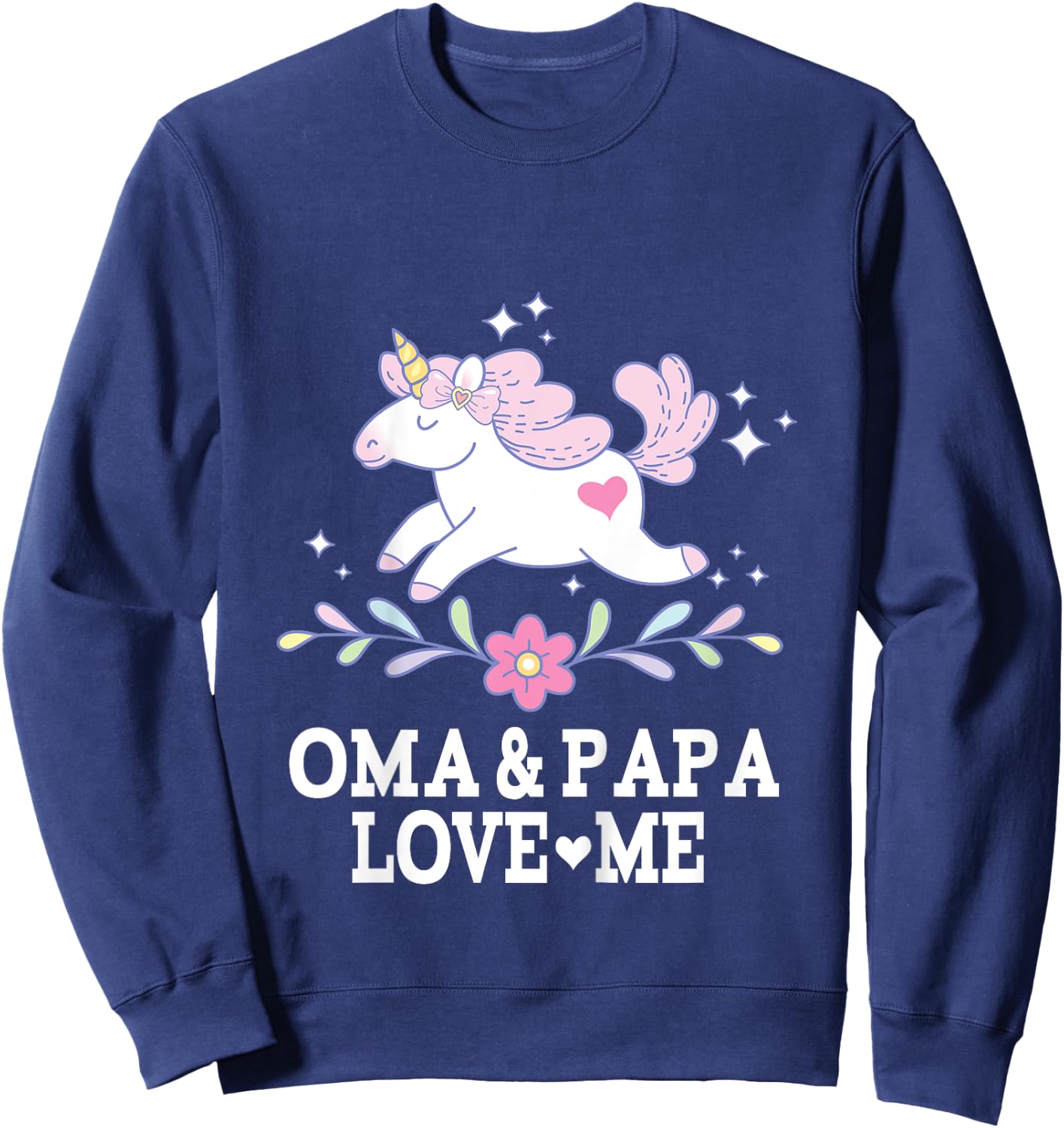 Oma and Papa Love Me Granddaughter Unicorn Sweatshirt - Sweatshirt | Navy