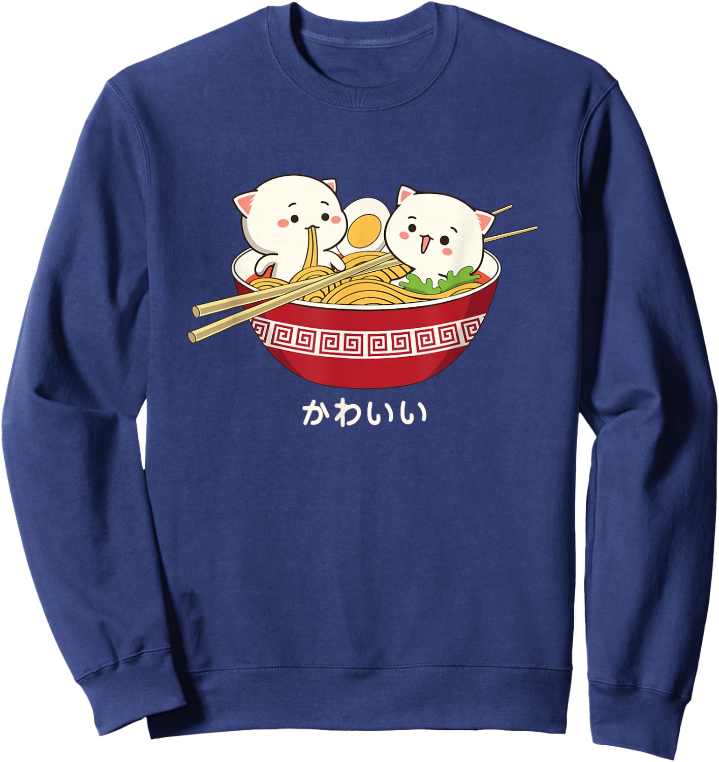 Kawaii Cat Japanese Tokyo Anime Cat Ramen Sweatshirt - Sweatshirt | Navy