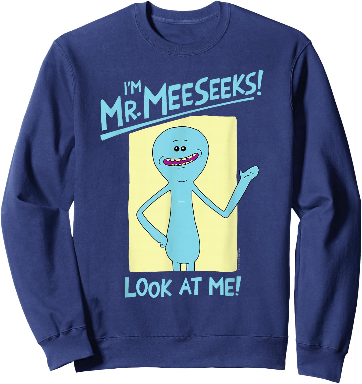 Ripple Junction Rick and Morty I'm Mr. Meeseeks! - Women's Black Cartoon - Small - Classic Fit - Short Sleeve - - All Seasons - 1 Count Sweatshirt - Sweatshirt | Navy