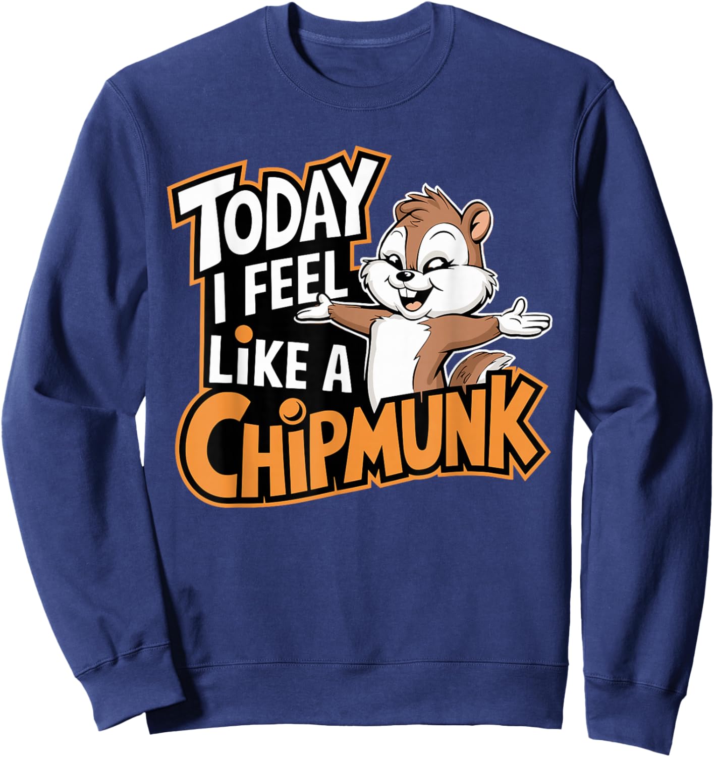 Today I Feel Like A Chipmunk Funny Cute Cartoon Kids Animal Sweatshirt - Sweatshirt | Navy