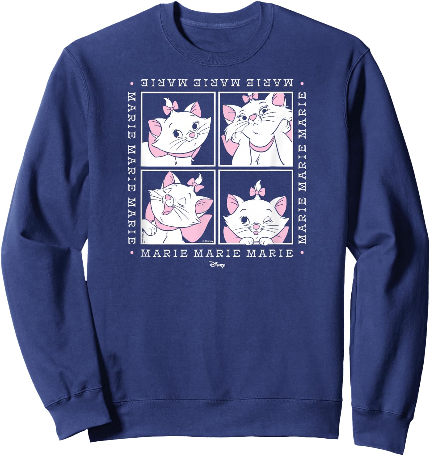 The Aristocats - Marie White Cat Character Face Grid Sweatshirt - Sweatshirt | Navy