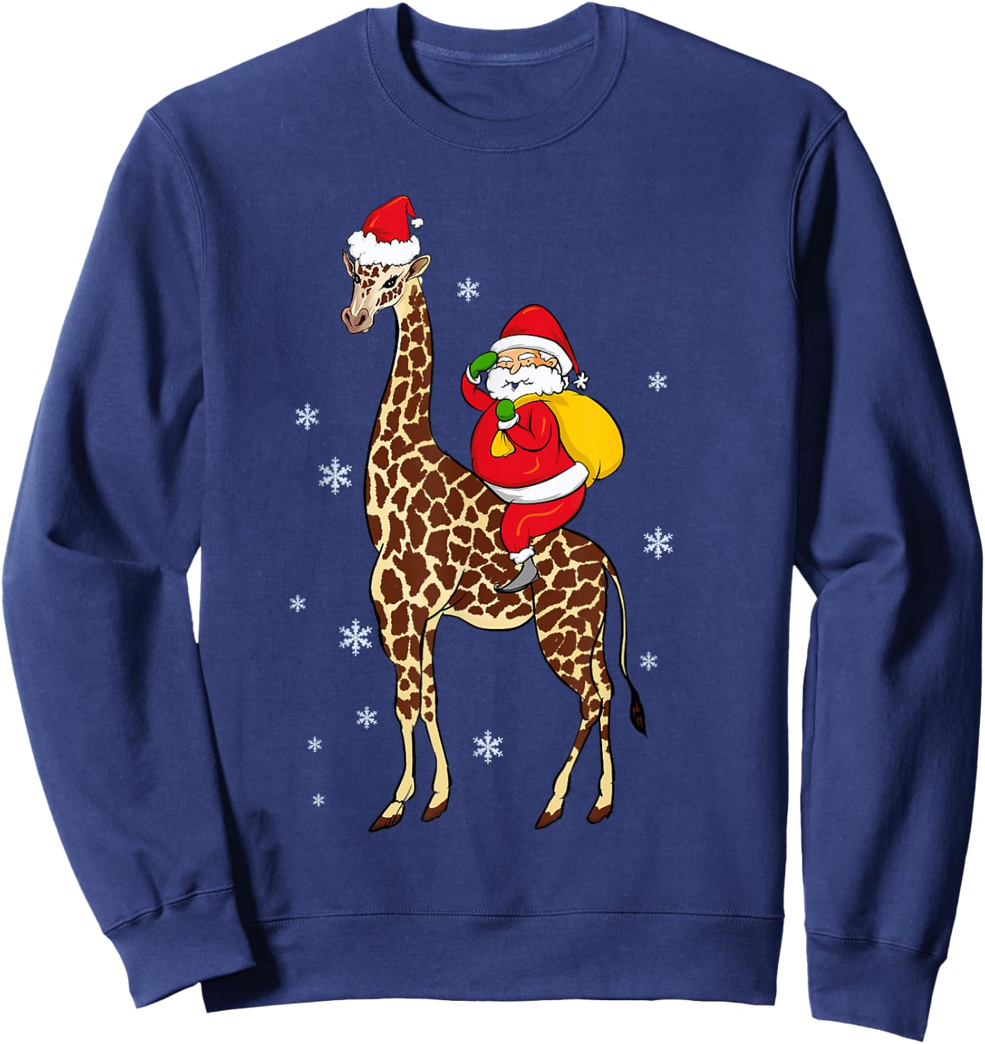 Funny Santa Giraffe Christmas Pajama Gift Women Kids Sweatshirt - Sweatshirt | Navy