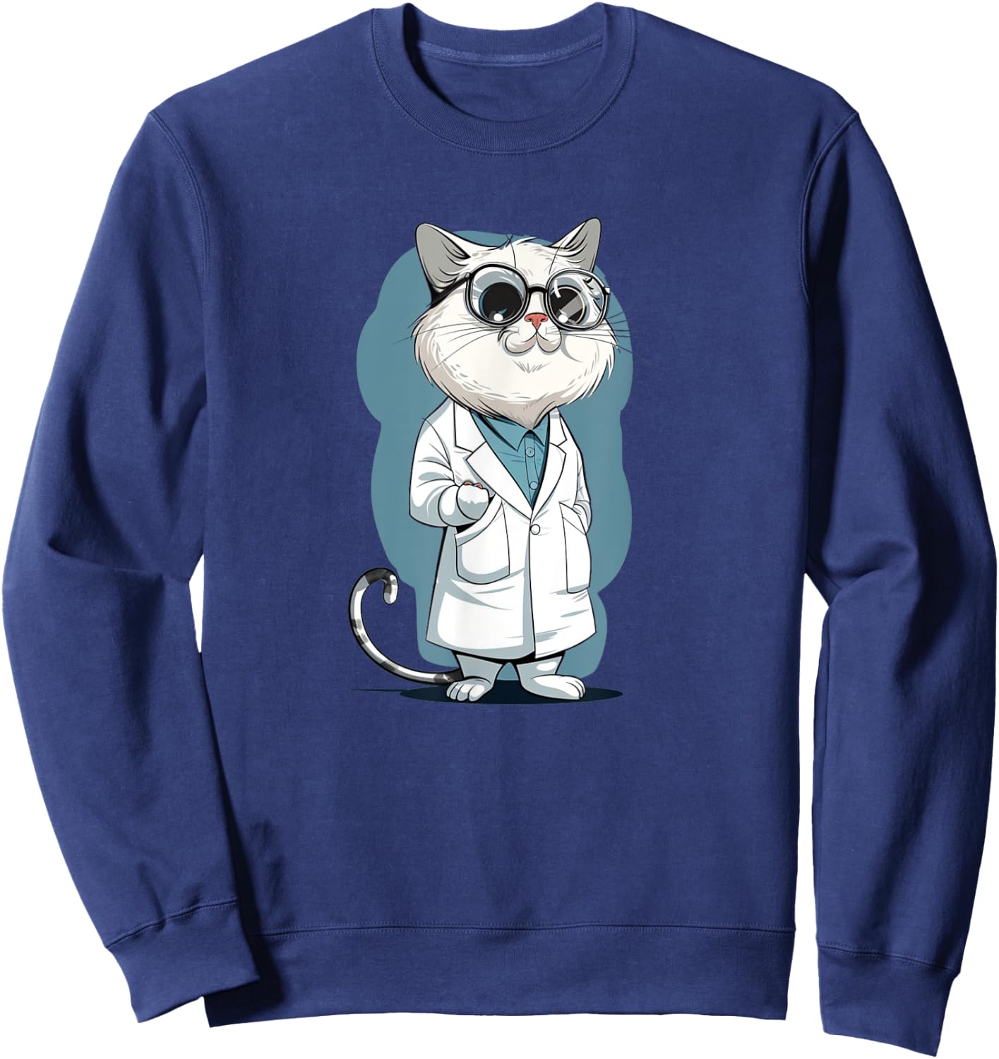 Cool Lab Cat for scientific method and Science Lovers Sweatshirt - Sweatshirt | Navy