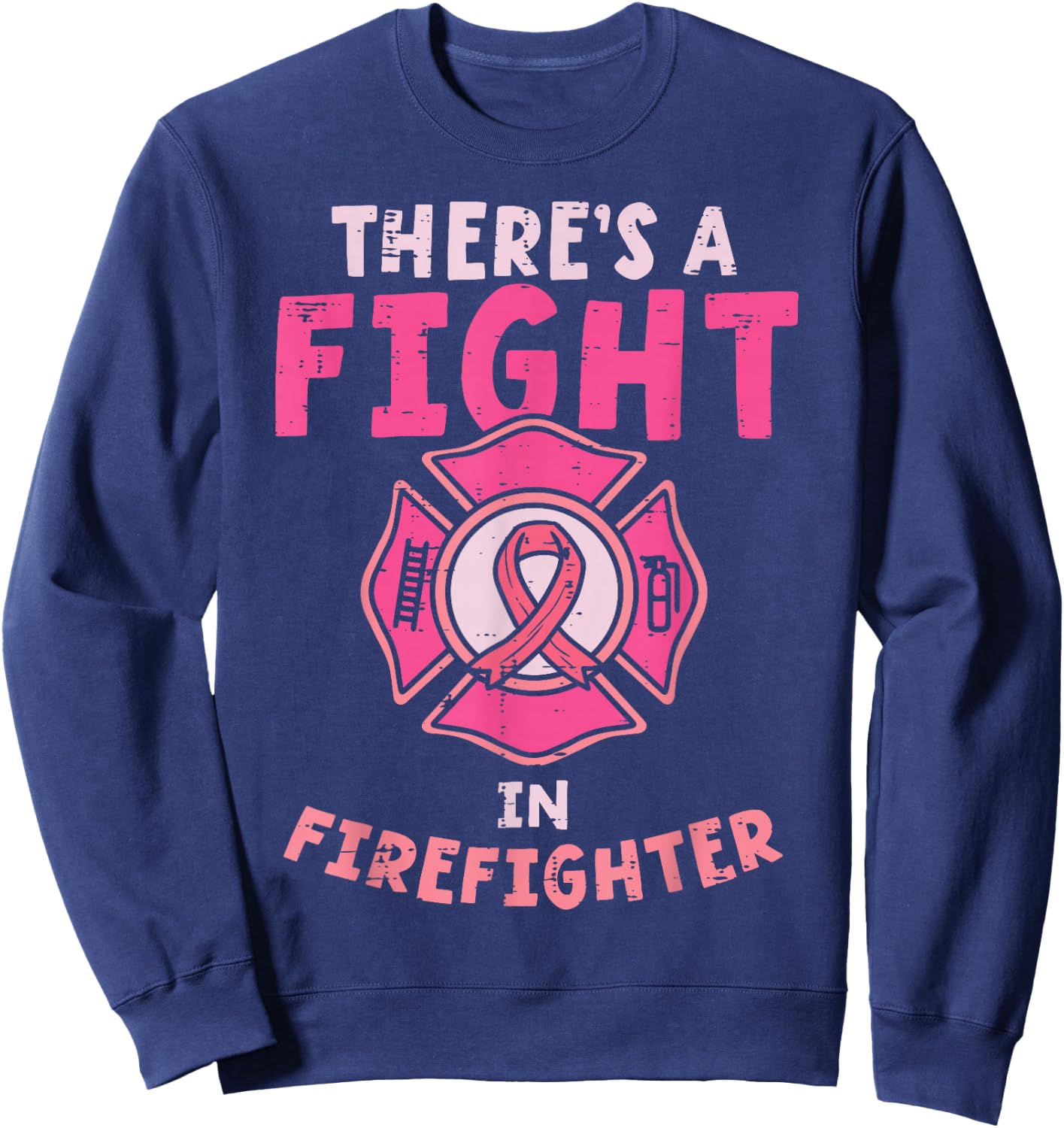 Breast Cancer Awareness with Pink Ribbon Sweatshirt - Sweatshirt | Navy