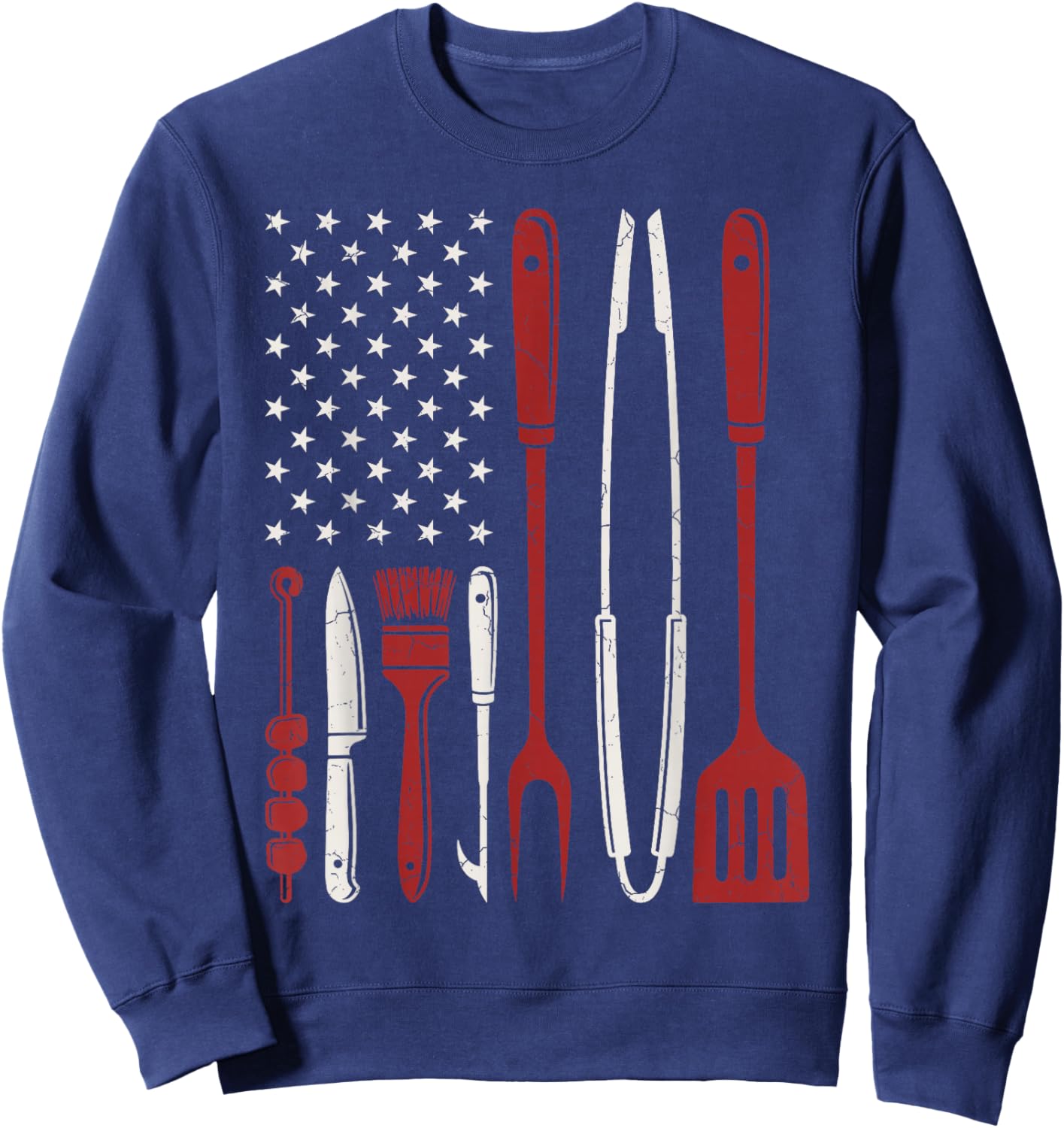 Barbecue USA Flag Grilling BBQ Eater Maker Barbecue Lover Sweatshirt - Sweatshirt | Navy