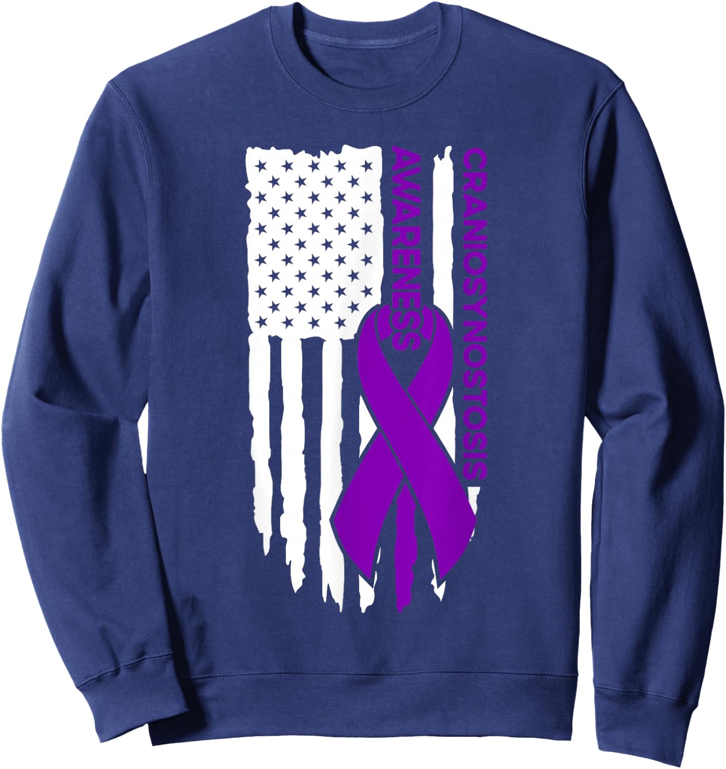 Craniosynostosis Awareness Flag Craniosynostosis Sweatshirt - Sweatshirt | Navy