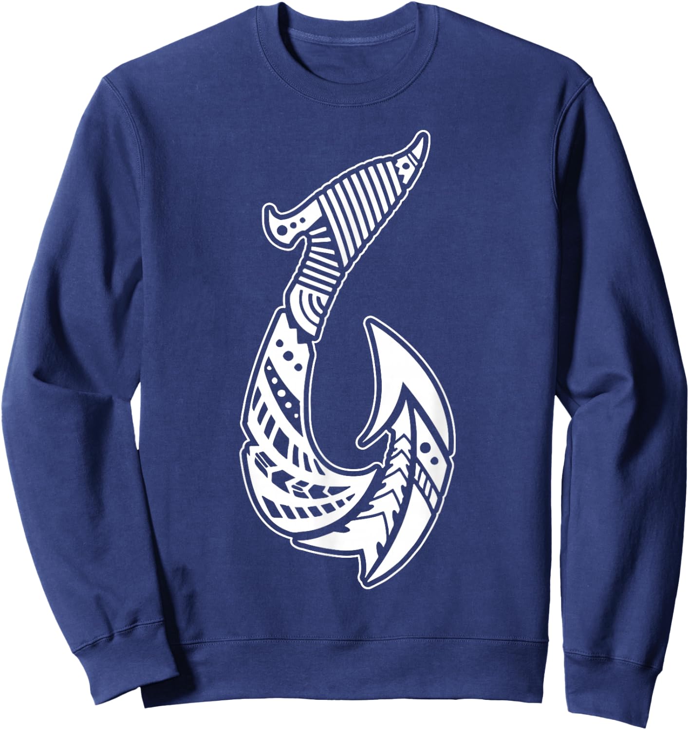 Tribal Hawaiian Fish Hook Pacific Islander Fishing Hawaii Sweatshirt - Sweatshirt | Navy