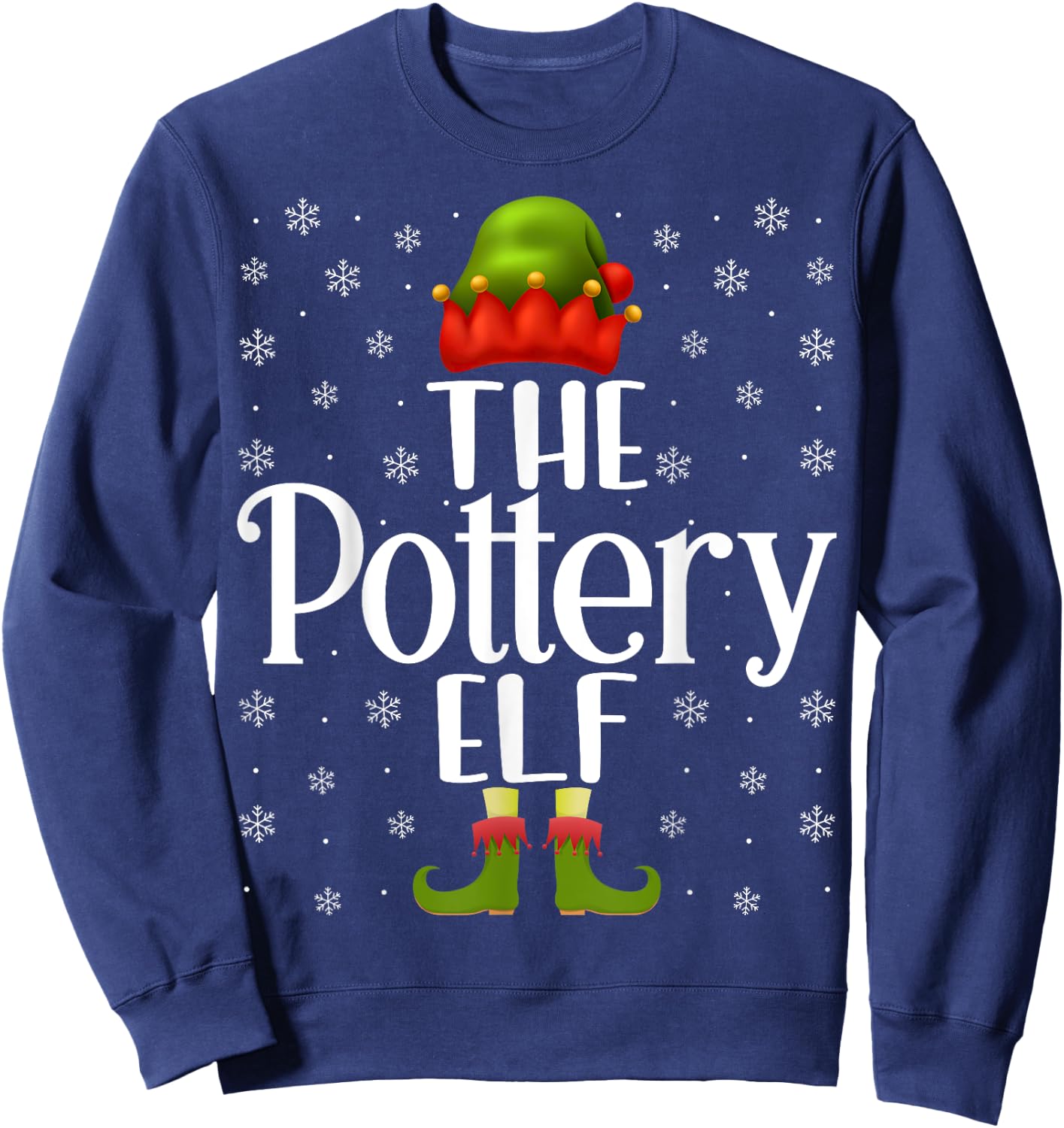 The Pottery Elf Funny Ceramics Artist Clay Pottery Christmas Sweatshirt - Sweatshirt | Navy