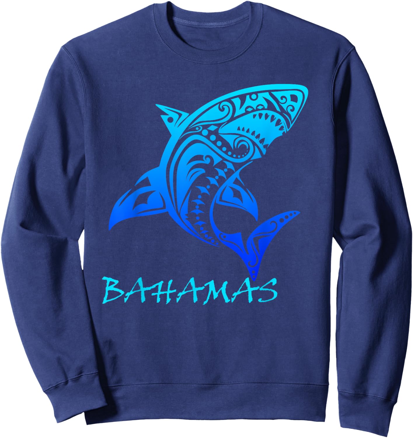 Bahamas Vintage Retro Throwback Shark Vacation Sweatshirt - Sweatshirt | Navy
