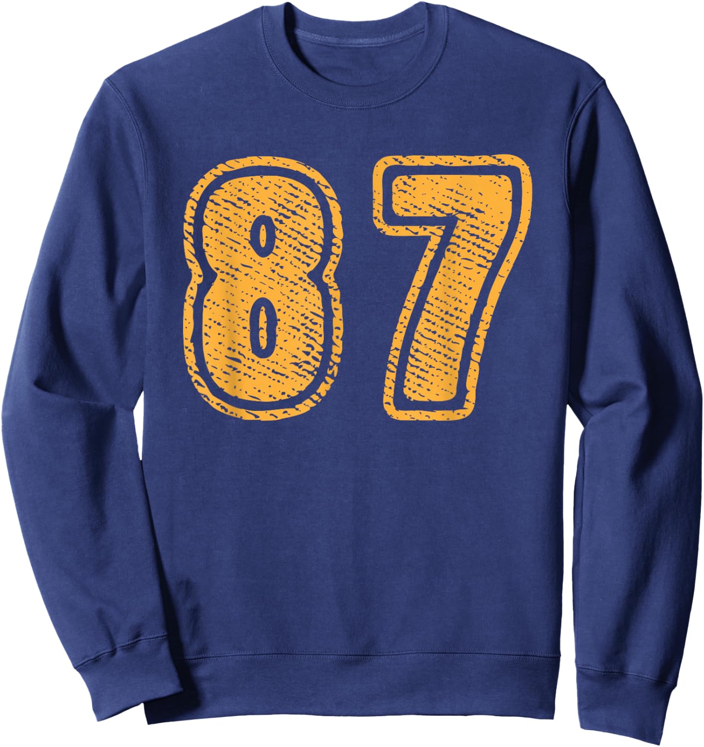 Number 87 On Front Big Bold 87 Team Group Player Matching Sweatshirt - Sweatshirt | Navy