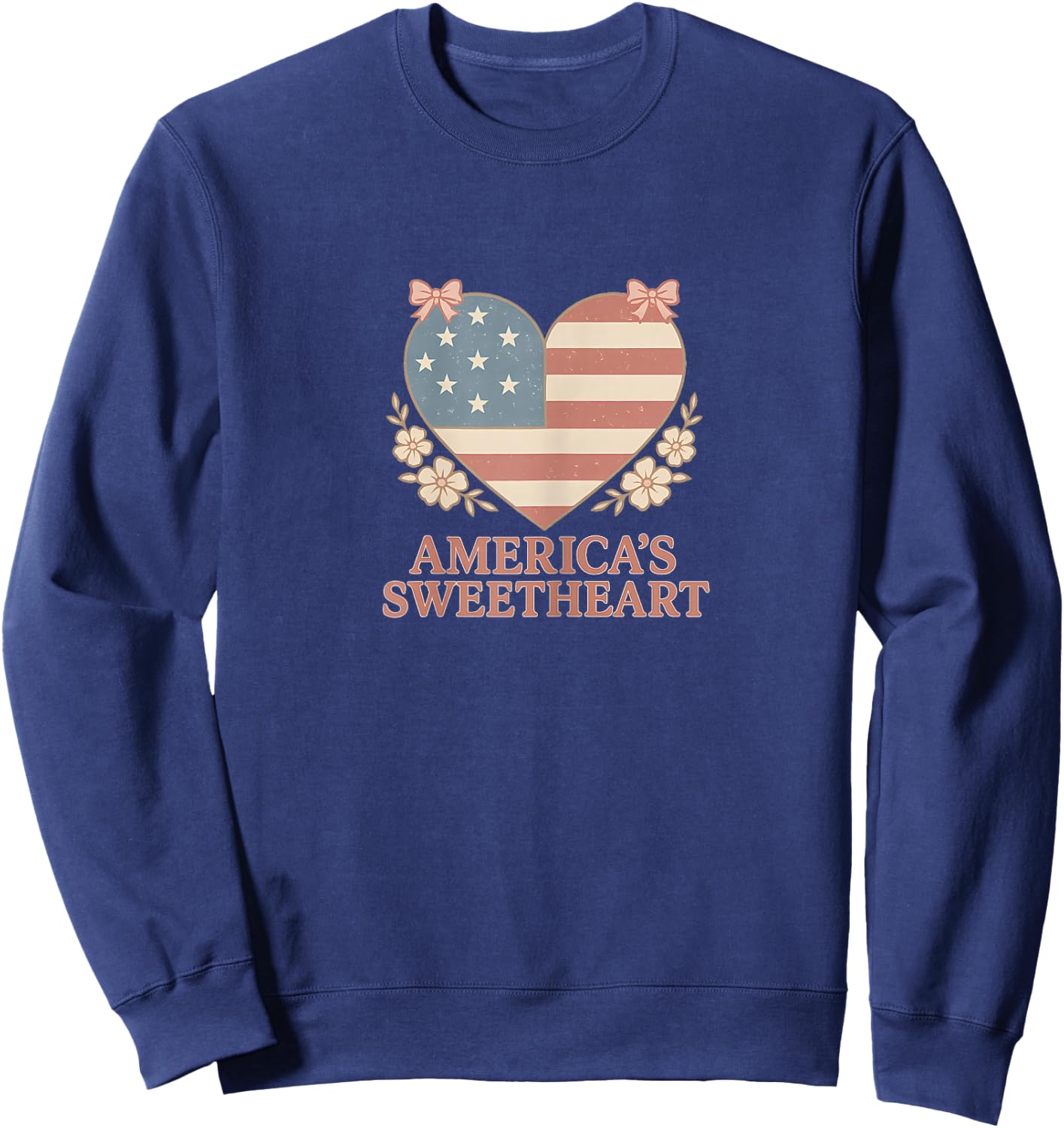 Americas Sweetheart Patriotic Heart Cute Retro Design Sweatshirt - Sweatshirt | Navy