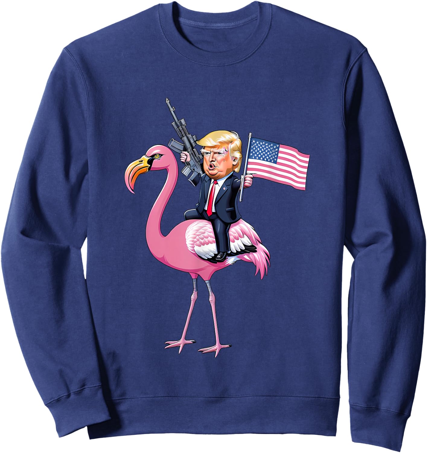 President Donald Trump Flamingo Sweatshirt - Sweatshirt | Navy