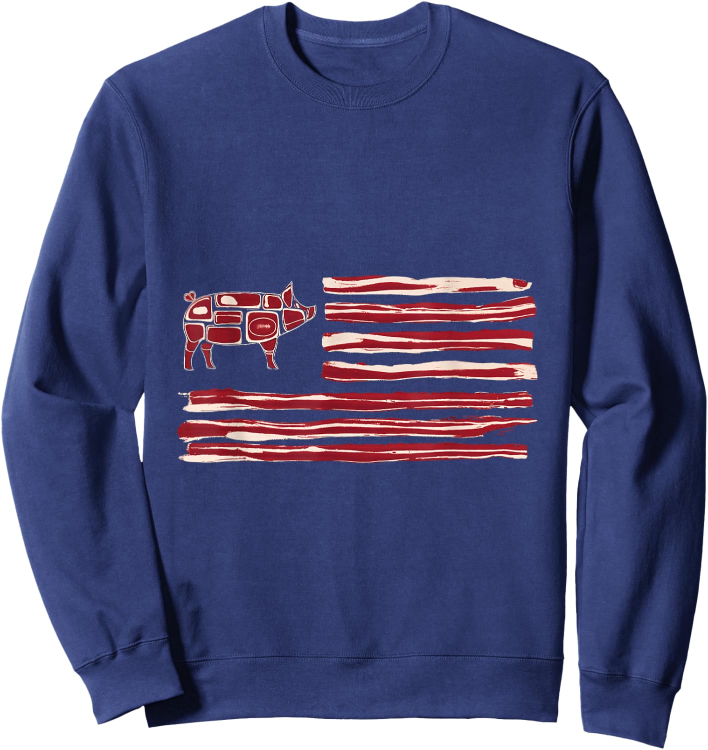 Bacon Flag Pig American Patriot Cooking Grill Sweatshirt - Sweatshirt | Navy