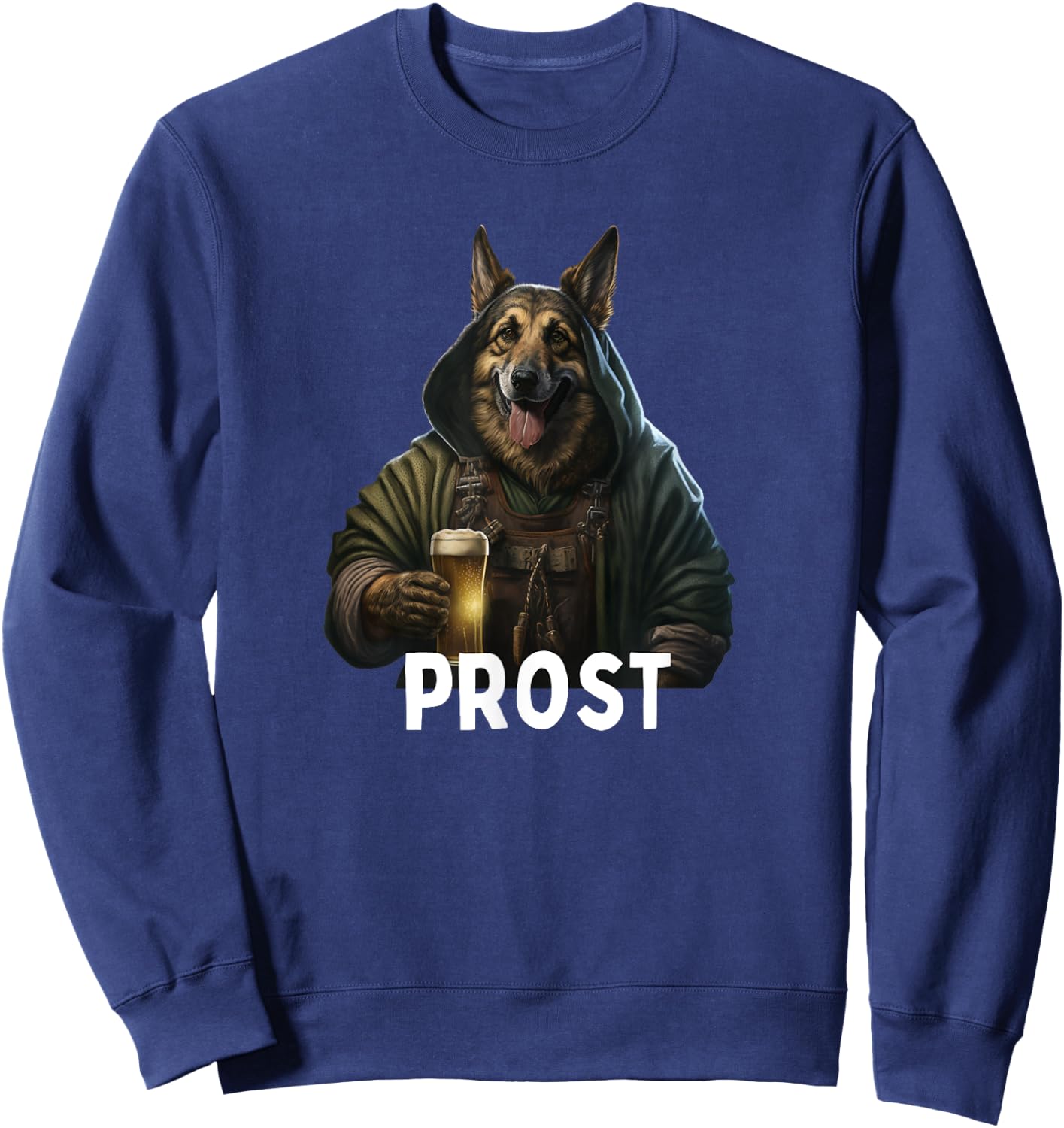 Prost Funny German Shepherd drinking beer Oktoberfest Sweatshirt - Sweatshirt | Navy