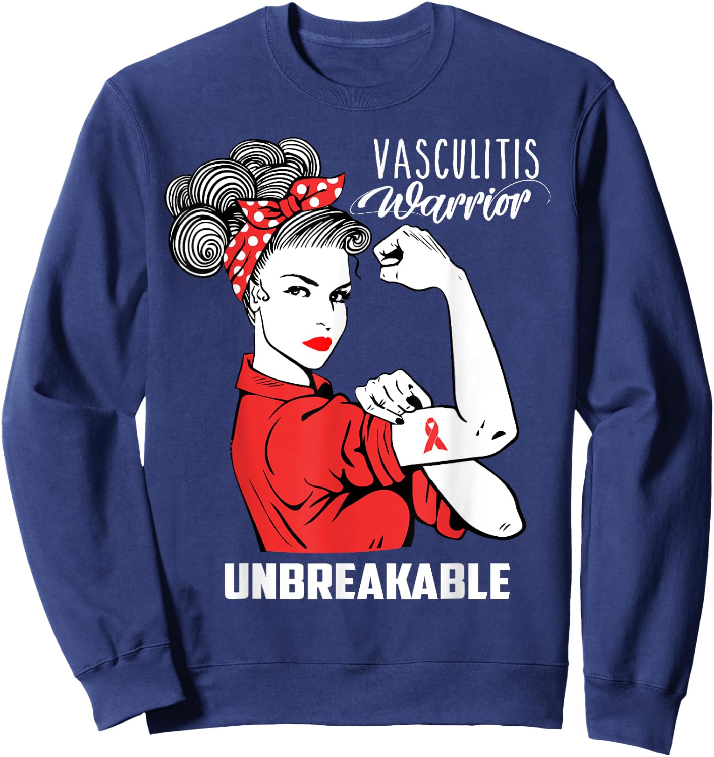 Vasculitis Warrior Unbreakable Shirt Vasculitis Awareness Sweatshirt - Sweatshirt | Navy