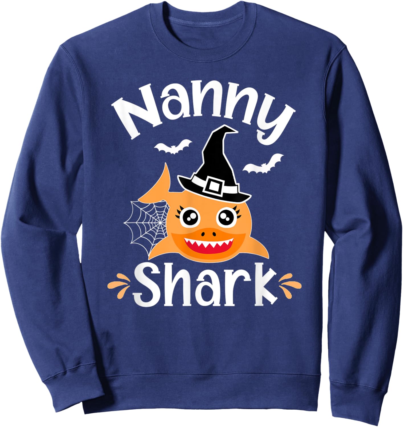 Nanny Shark Funny Halloween Nanny Grandma Sweatshirt - Sweatshirt | Navy
