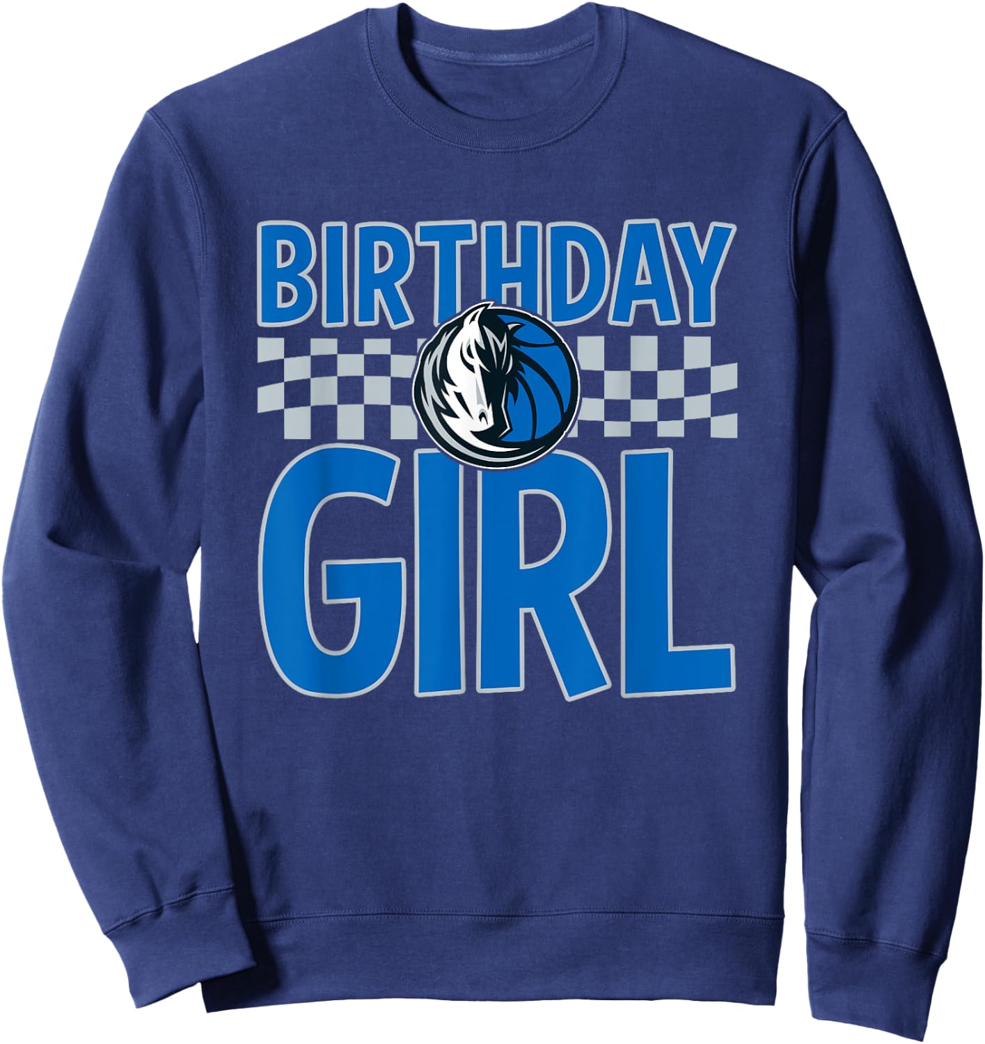 NBA Dallas Mavericks Birthday Girl Checkered Logo Sweatshirt - Sweatshirt | Navy
