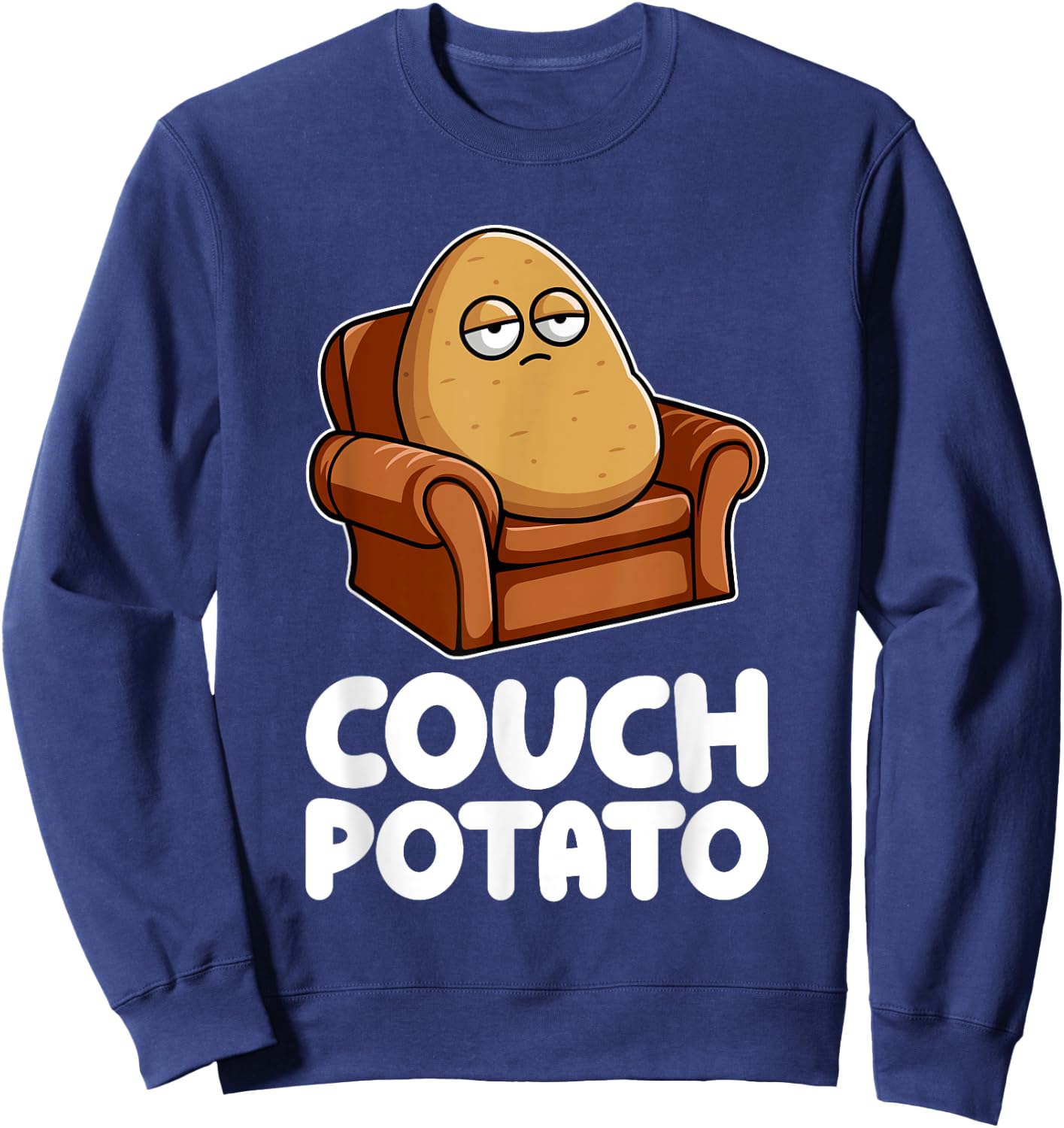 Potato Lazy Tired Vegetable Food Humor Funny Pun Dad Mom Sweatshirt - Sweatshirt | Navy
