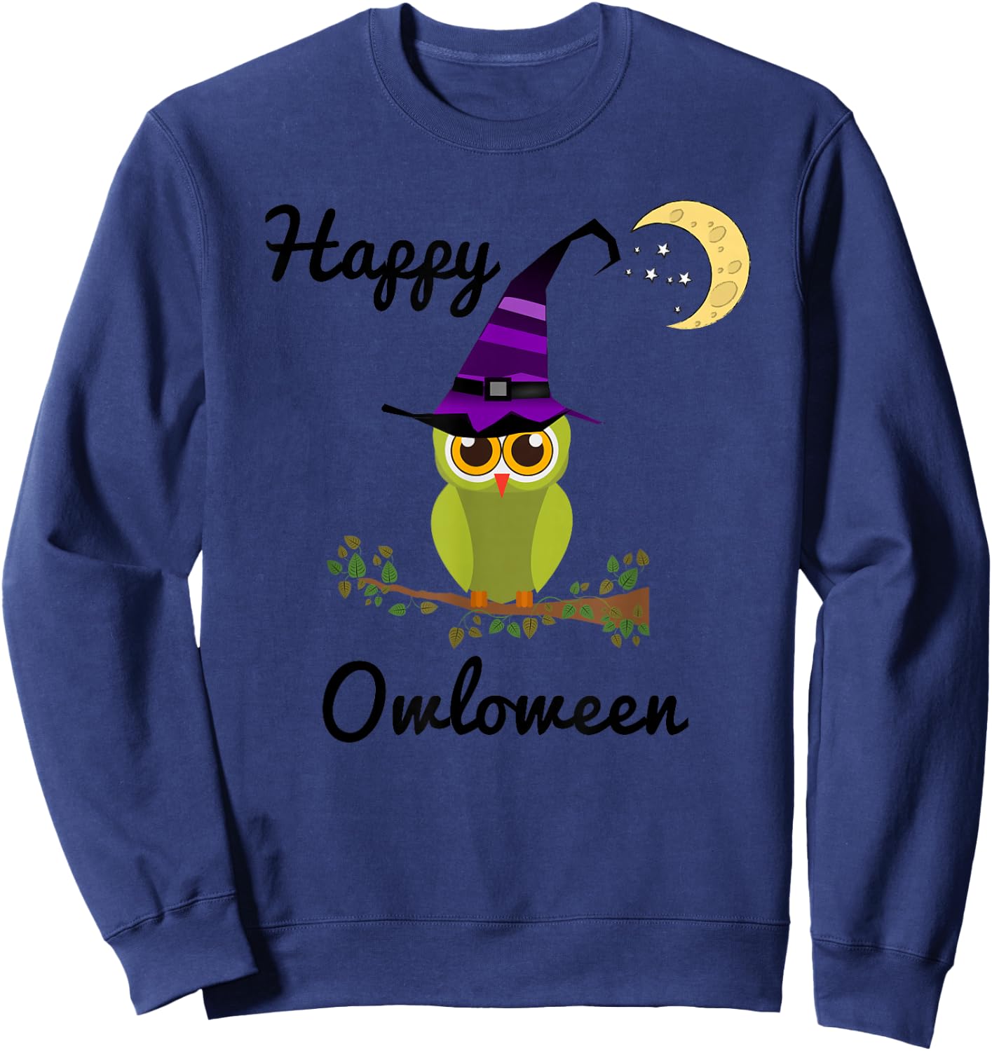 Adorable Owl Halloween Shirt, Happy Owloween Sweatshirt - Sweatshirt | Navy