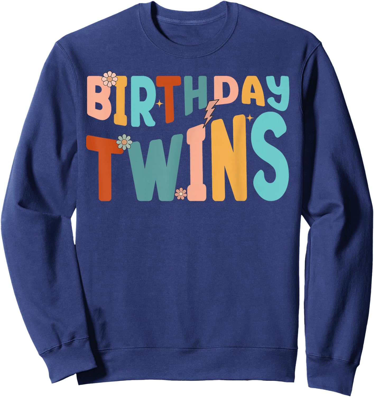 It's Our Birthday Twins Matching Girl's Women's Groovy Retro Sweatshirt - Sweatshirt | Navy