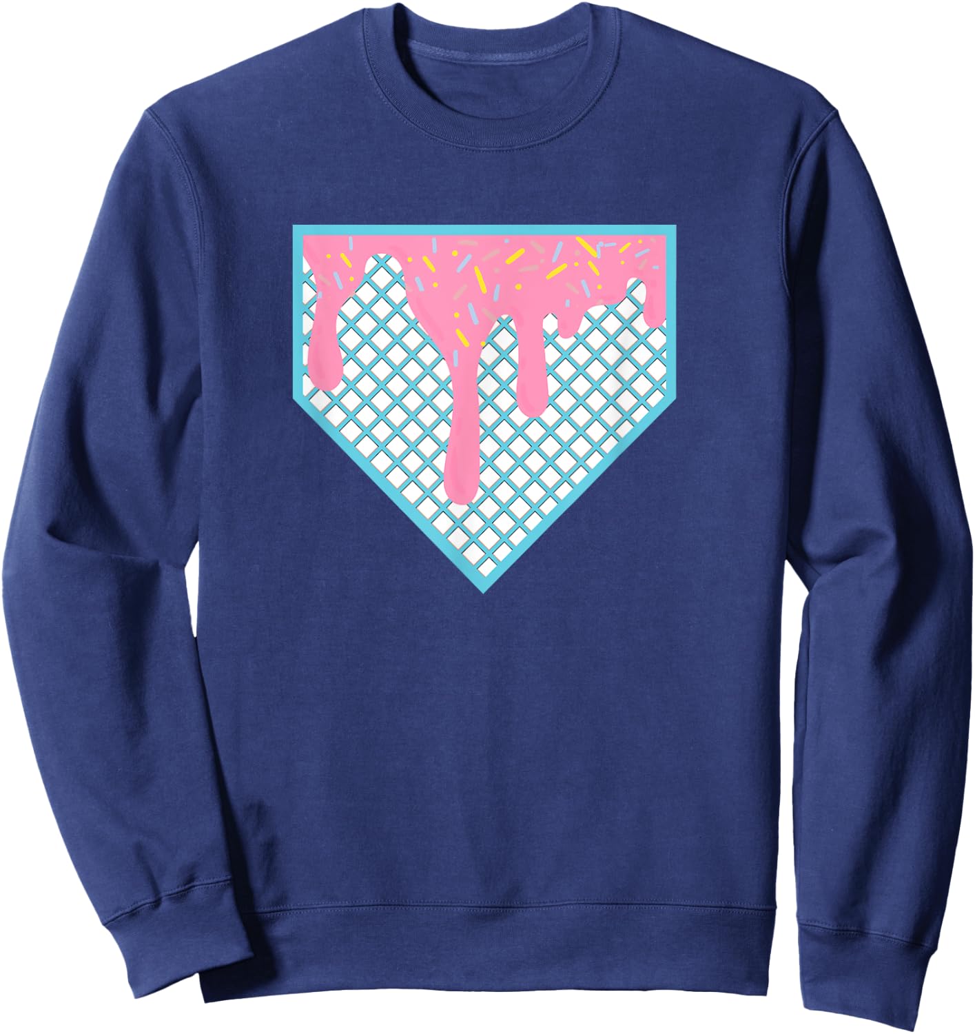 Funny Home Plate Drip - Ice Cream Softball & Baseball Men Women Girls Kids Sweatshirt - Sweatshirt | Navy