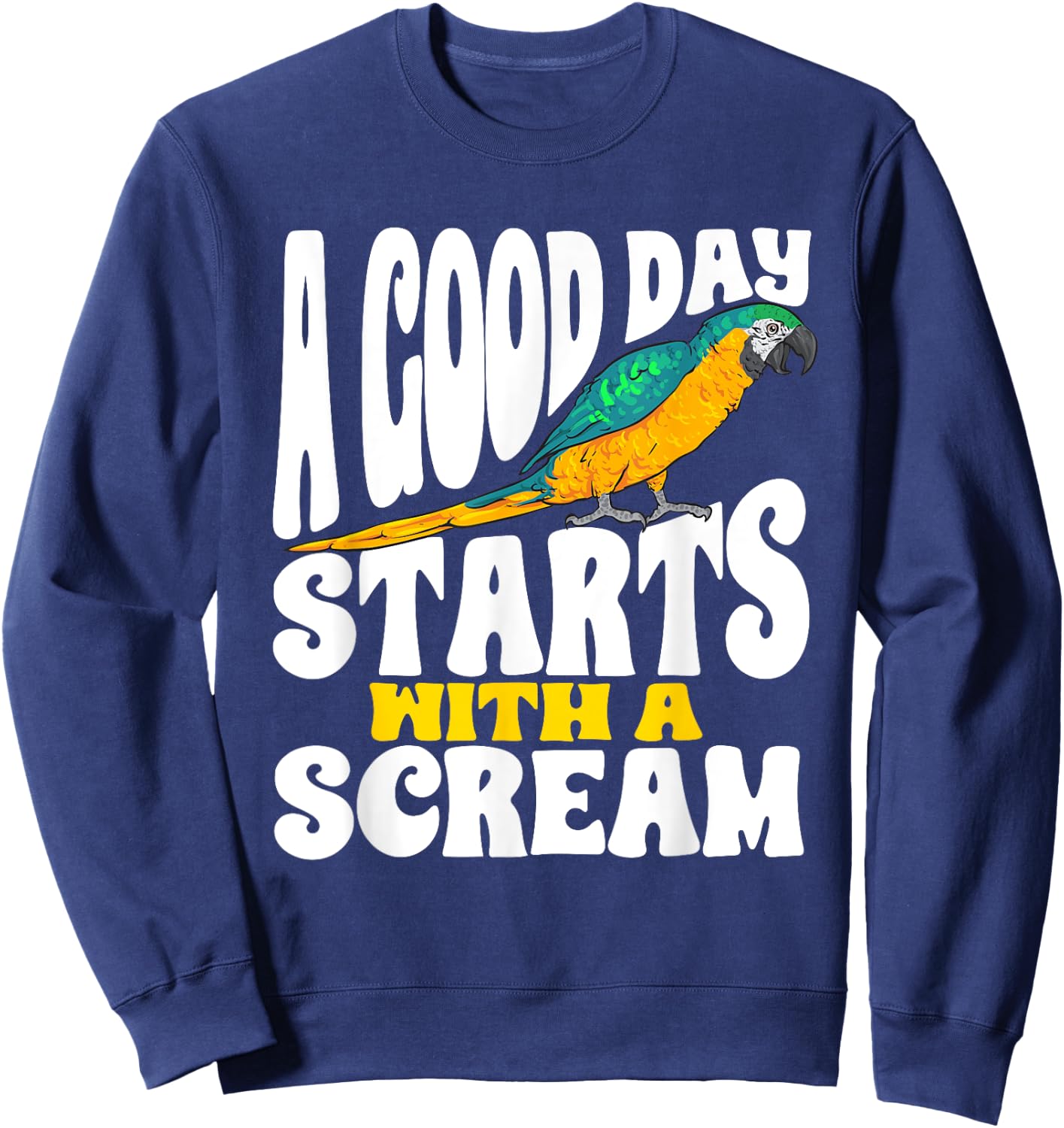 Macaw Parrot Scream Blue And Yellow Macaw Sweatshirt - Sweatshirt | Navy