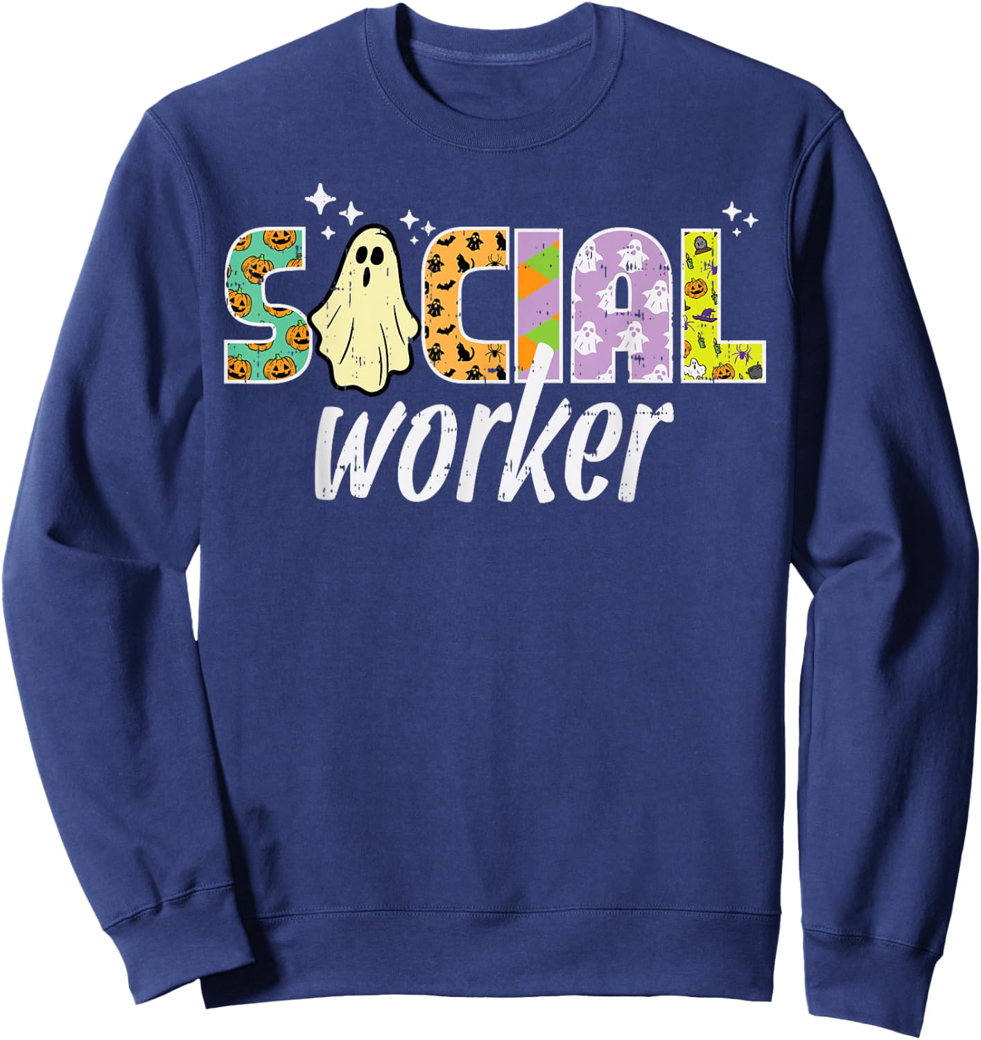 Halloween Social Worker Ghost Advocate Costume Women Men Sweatshirt - Sweatshirt | Navy