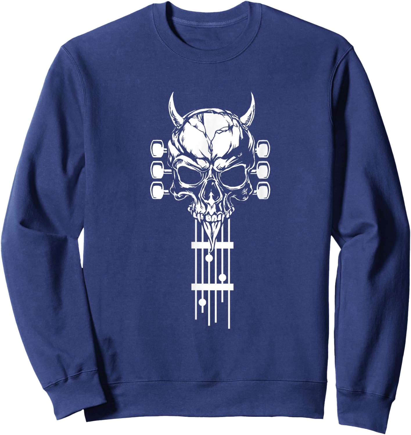 Skull Guitar Shirt Heavy Metal Band Guitar Player Guitarists Sweatshirt - Sweatshirt | Navy