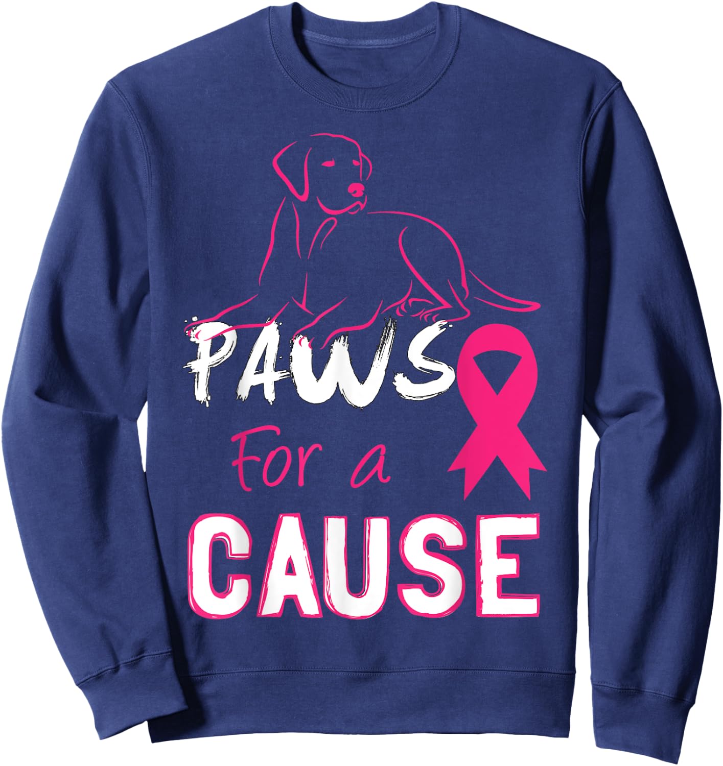 Paws For A Cause Breast Cancer Support Men Women Kid Sweatshirt - Sweatshirt | Navy