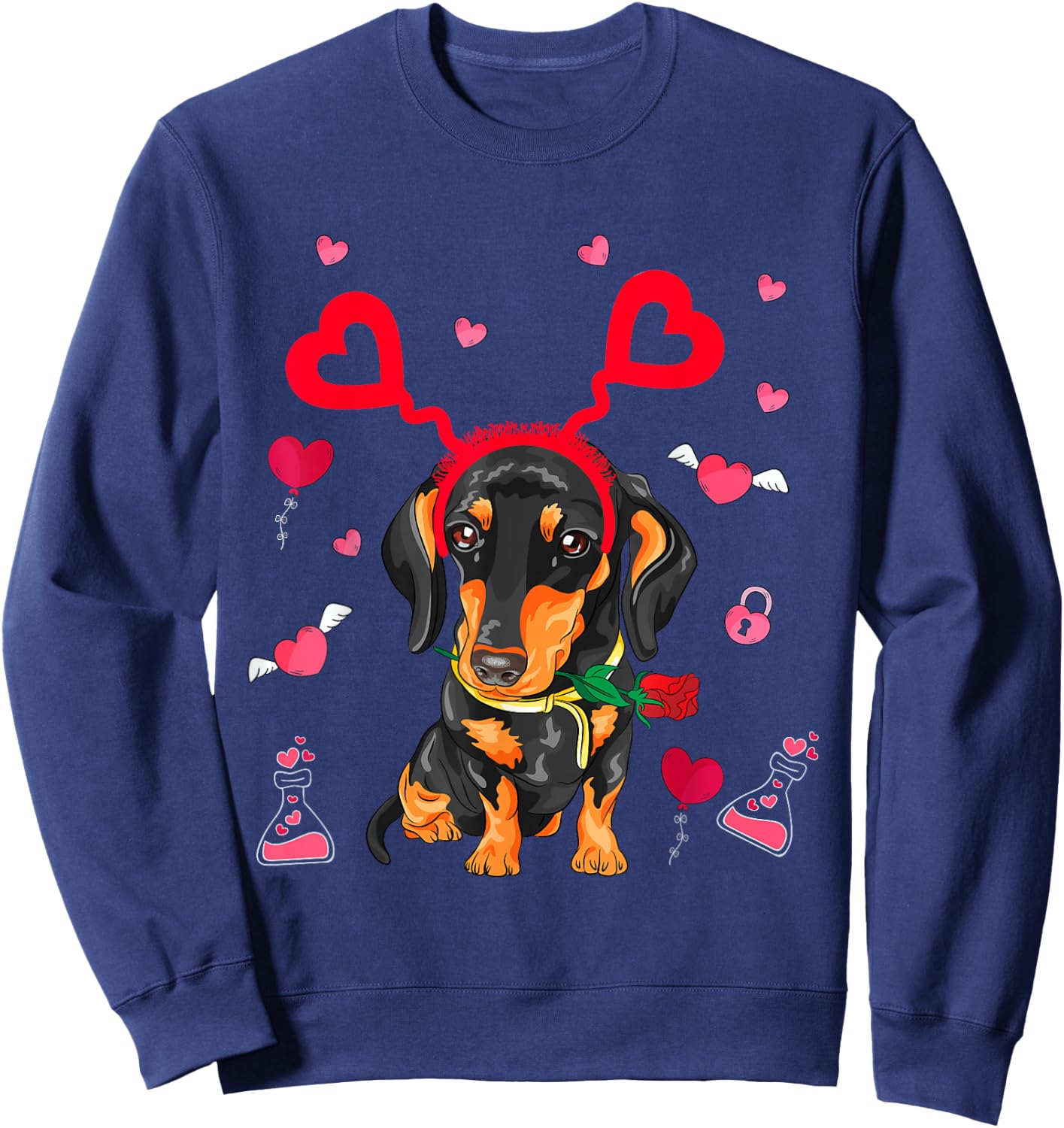 Cute Dachshund Valentine's Day Dachshund Dog Lover Valentine Sweatshirt - Sweatshirt | Navy