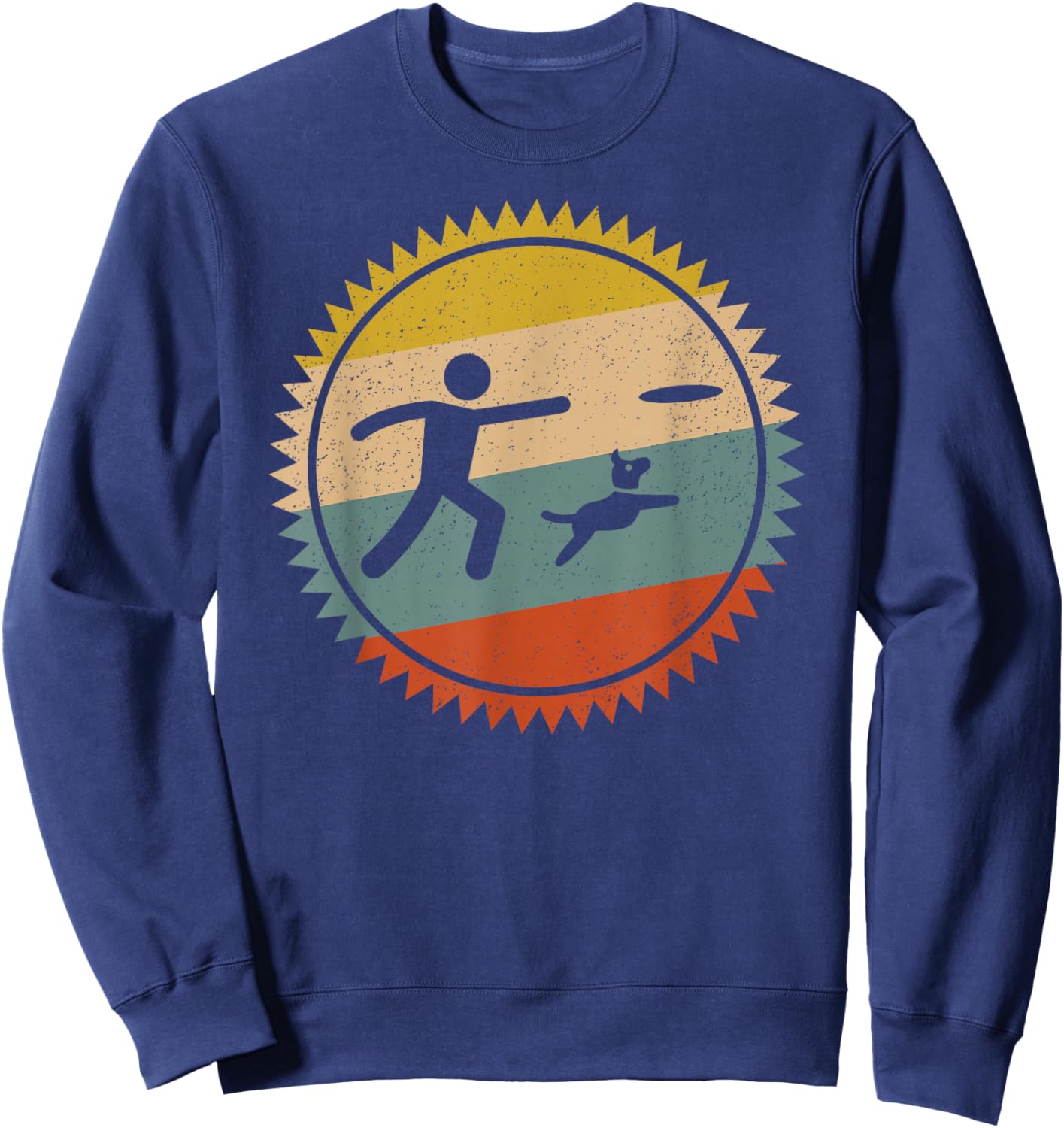 Frisbee With Dog Vintage For Dog Lovers Sweatshirt - Sweatshirt | Navy