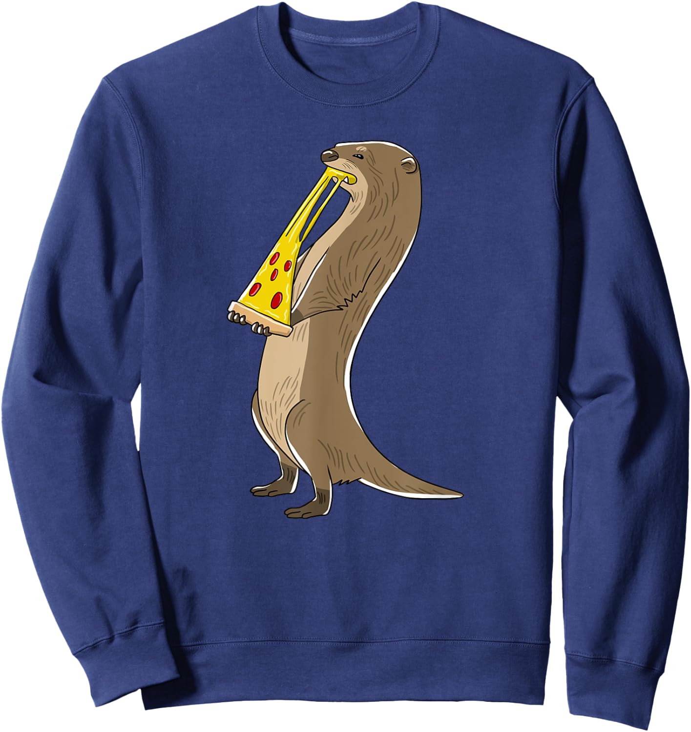 Sea Otter Eating Pizza Funny Animal Snack Food Lover Gift Sweatshirt - Sweatshirt | Navy