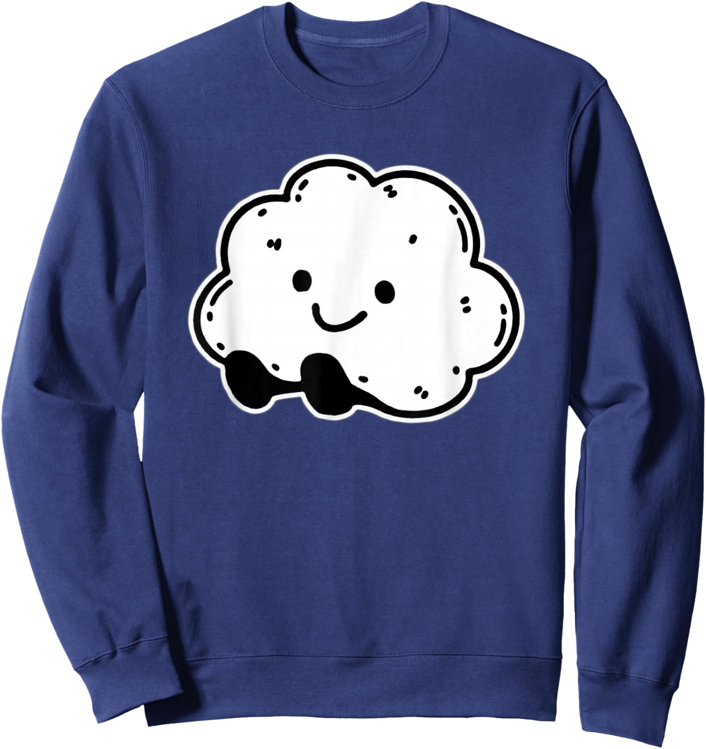 Smiling Cloud Happy Face Blackwork Minimal Sweatshirt - Sweatshirt | Navy