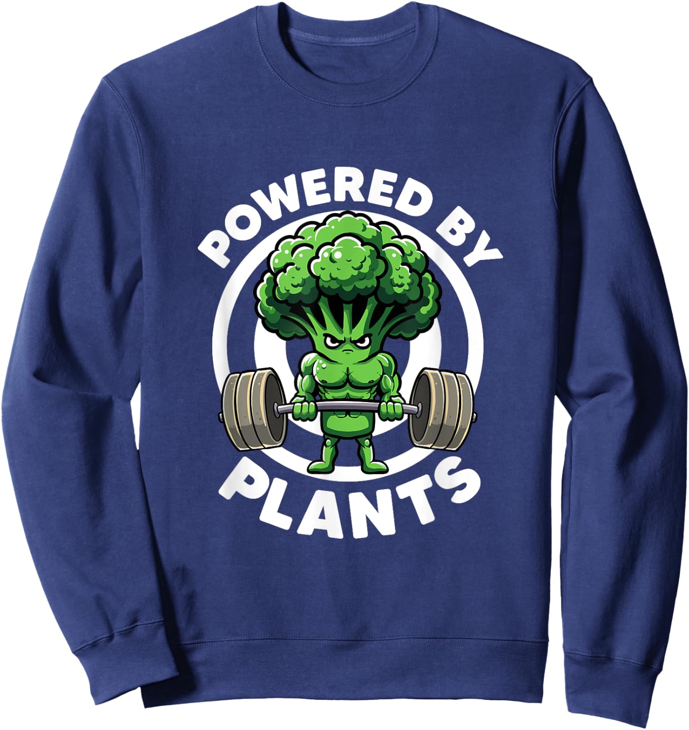 Powered By Plants Vegan Athlete Vegan Gym Vegan Bodybuilding Sweatshirt - Sweatshirt | Navy