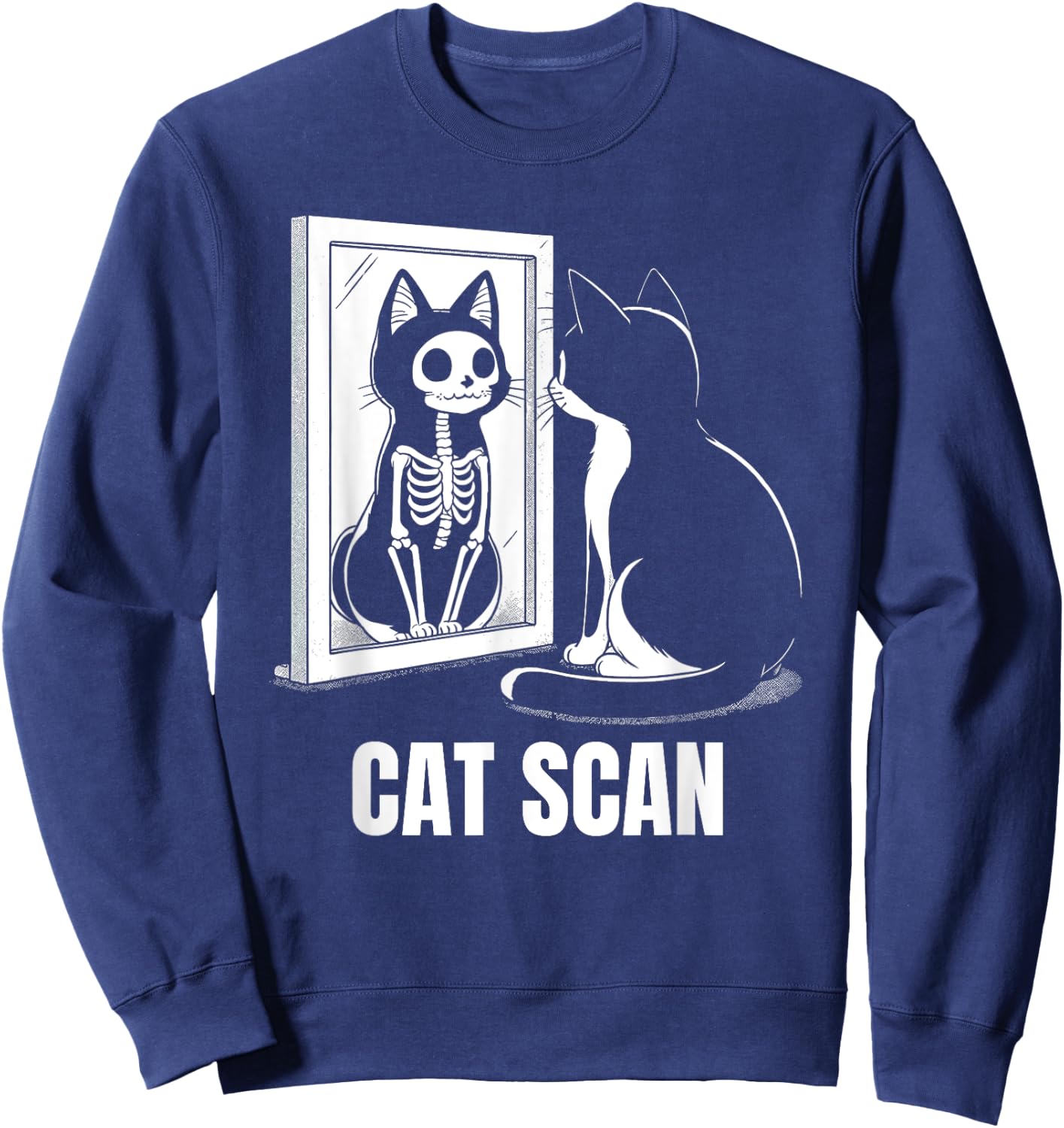 Cat Scan X-RAY Cat Funny Cat Skeleton Sweatshirt - Sweatshirt | Navy