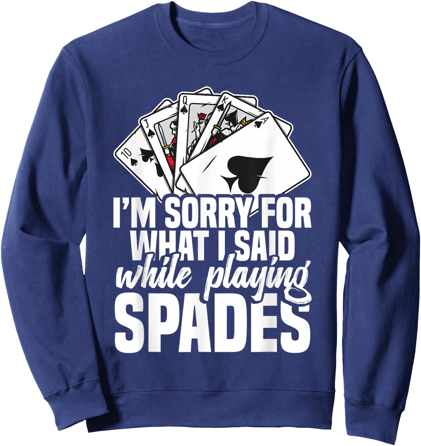 Spades Game Lover Clothing & Spades Set -Adults, -Kids Black Small Modern Sporty Short Sleeve Spades Card Game Sweatshirt - Sweatshirt | Navy