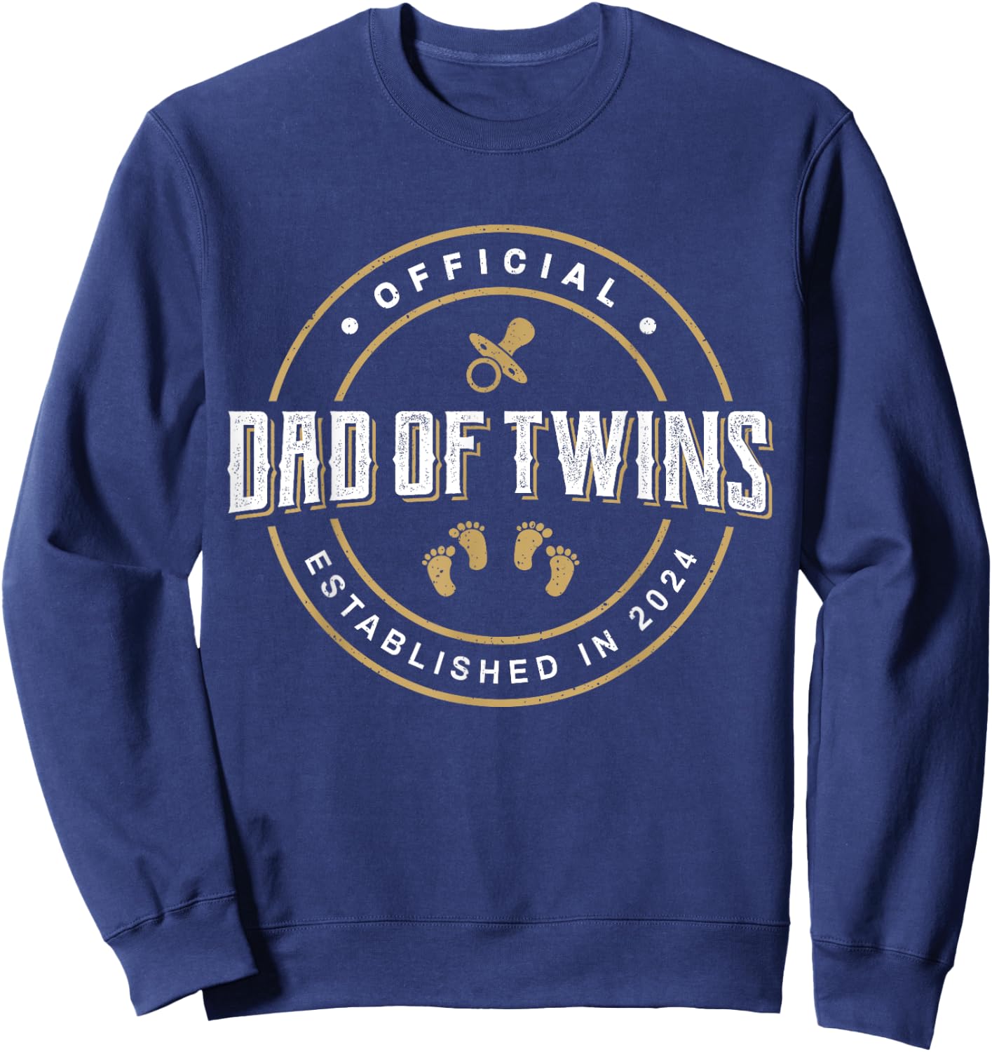 Dad of Twins 2024 New Dad To Be Expecting Daddy of Twins Sweatshirt - Sweatshirt | Navy