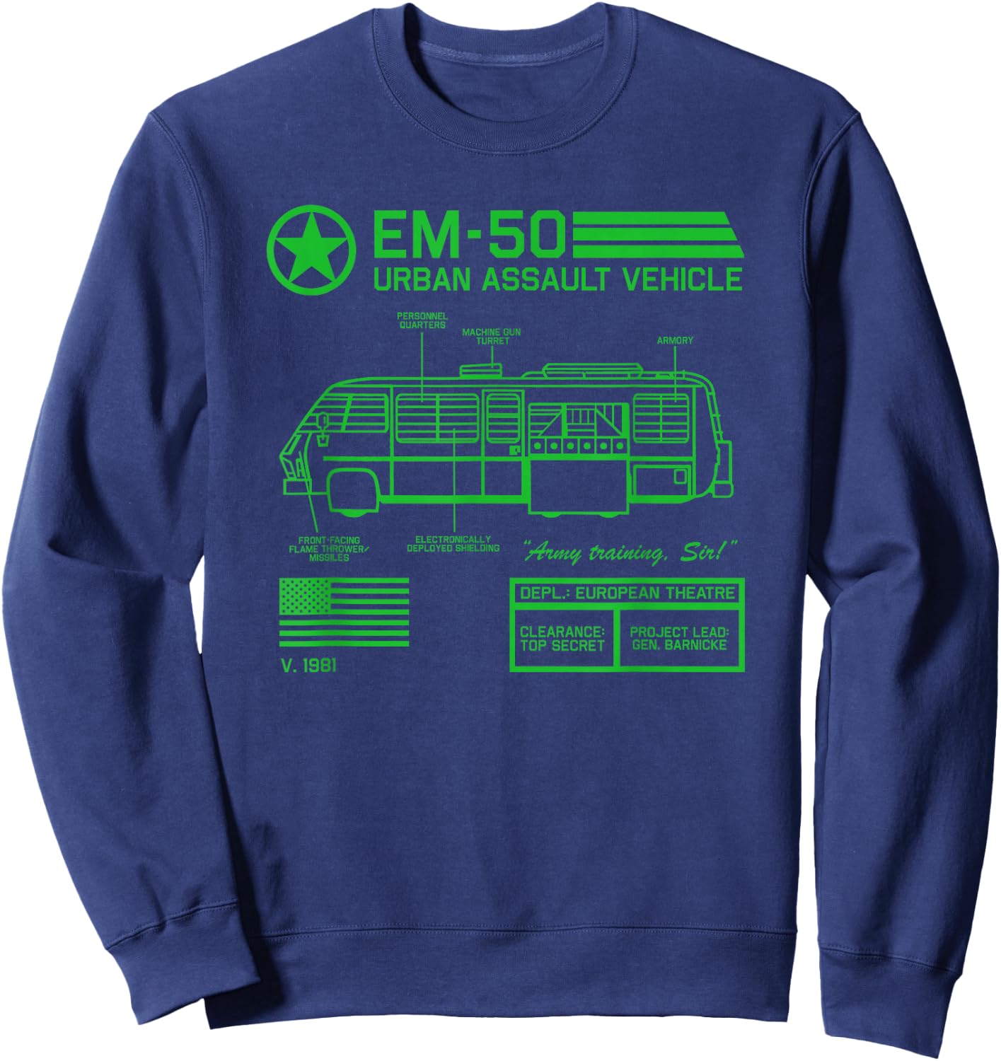 EM-50 Urban Assault Vehicle (1981) Sweatshirt - Sweatshirt | Navy