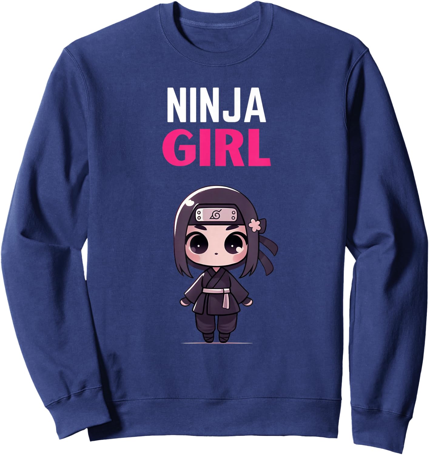 Birthday Ninja Girl Cute Kids Ninja Sweatshirt - Sweatshirt | Navy
