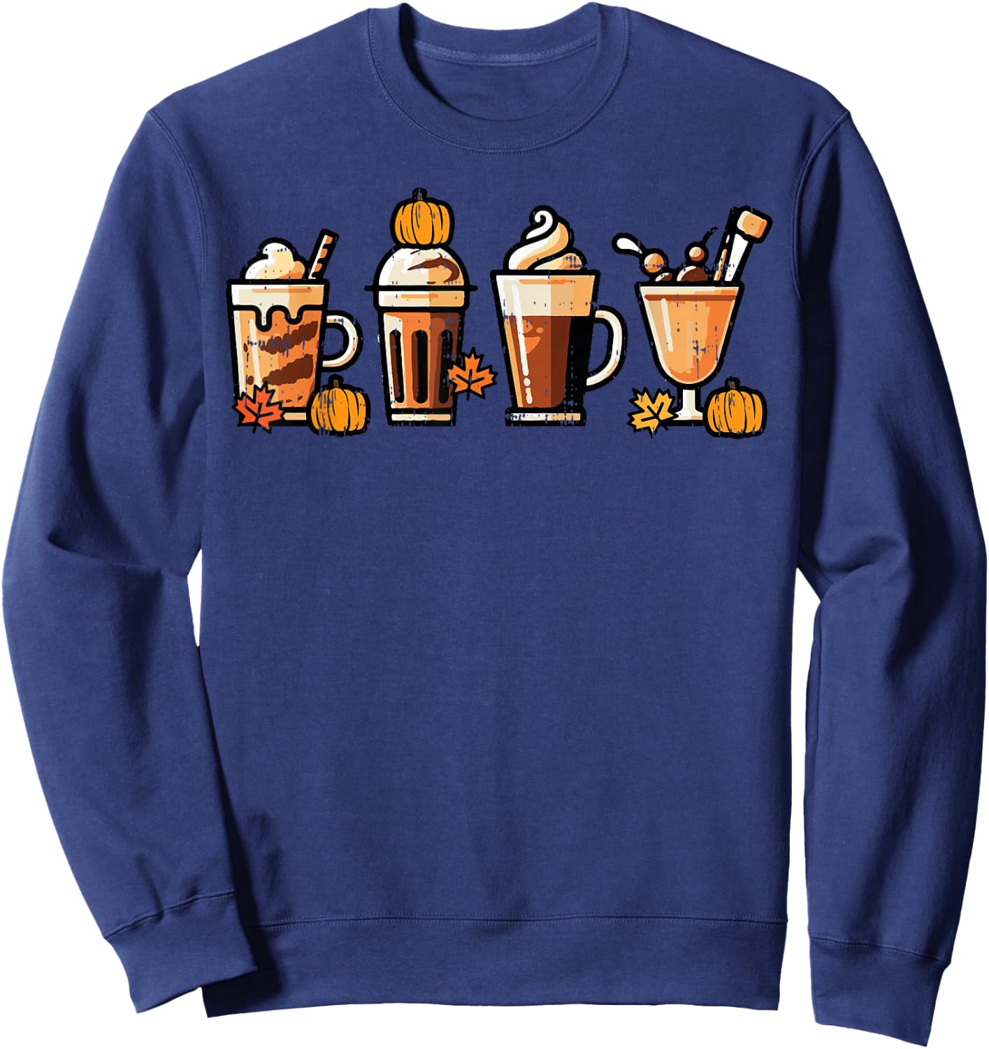 Thanksgiving Coffee Pumpkin Spice Latte Fall Women Men Kids Sweatshirt - Sweatshirt | Navy