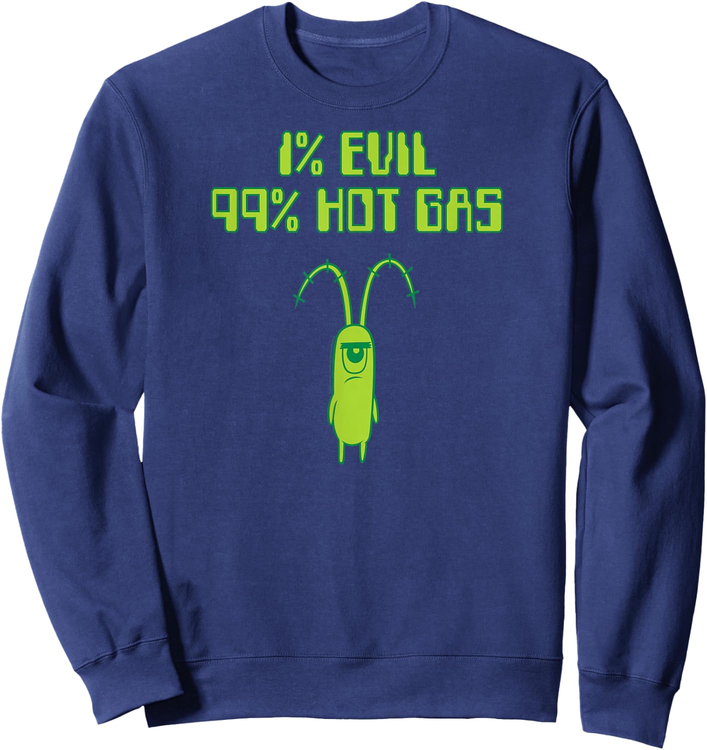 Spongebob Squarepants - Plankton 1% Evil 99% Hot Gas Sweatshirt - Sweatshirt | Navy