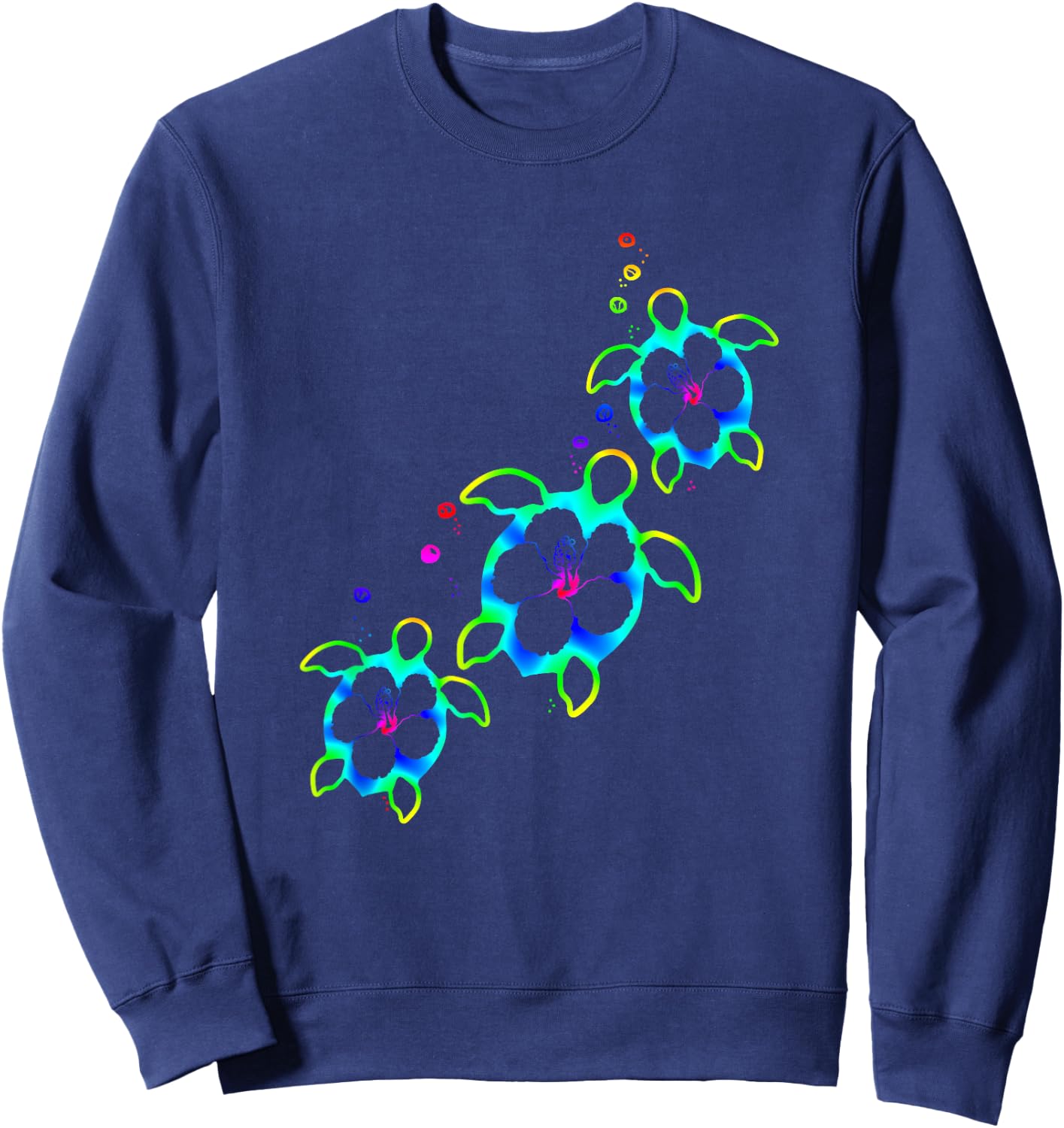 Tropical Colors Hawaiian Honu Sea Turtles Sweatshirt - Sweatshirt | Navy