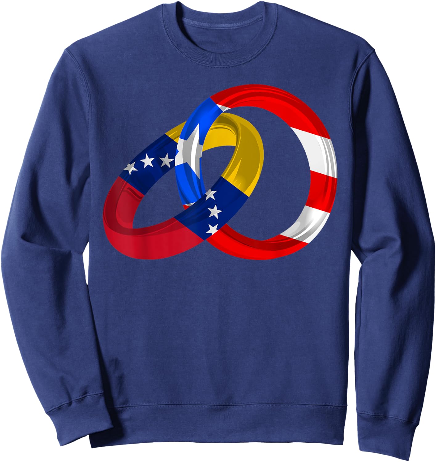 Puerto Rico Venezuela Flag Rings Hispanic Heritage Month Sweatshirt - Sweatshirt | Navy