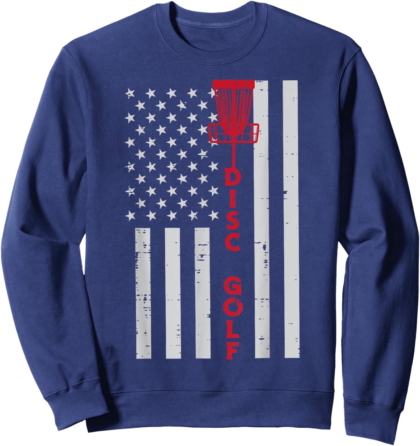 Disc Golf US Flag Frisbee Frolf Patriotic Men Women Kids Sweatshirt - Sweatshirt | Navy