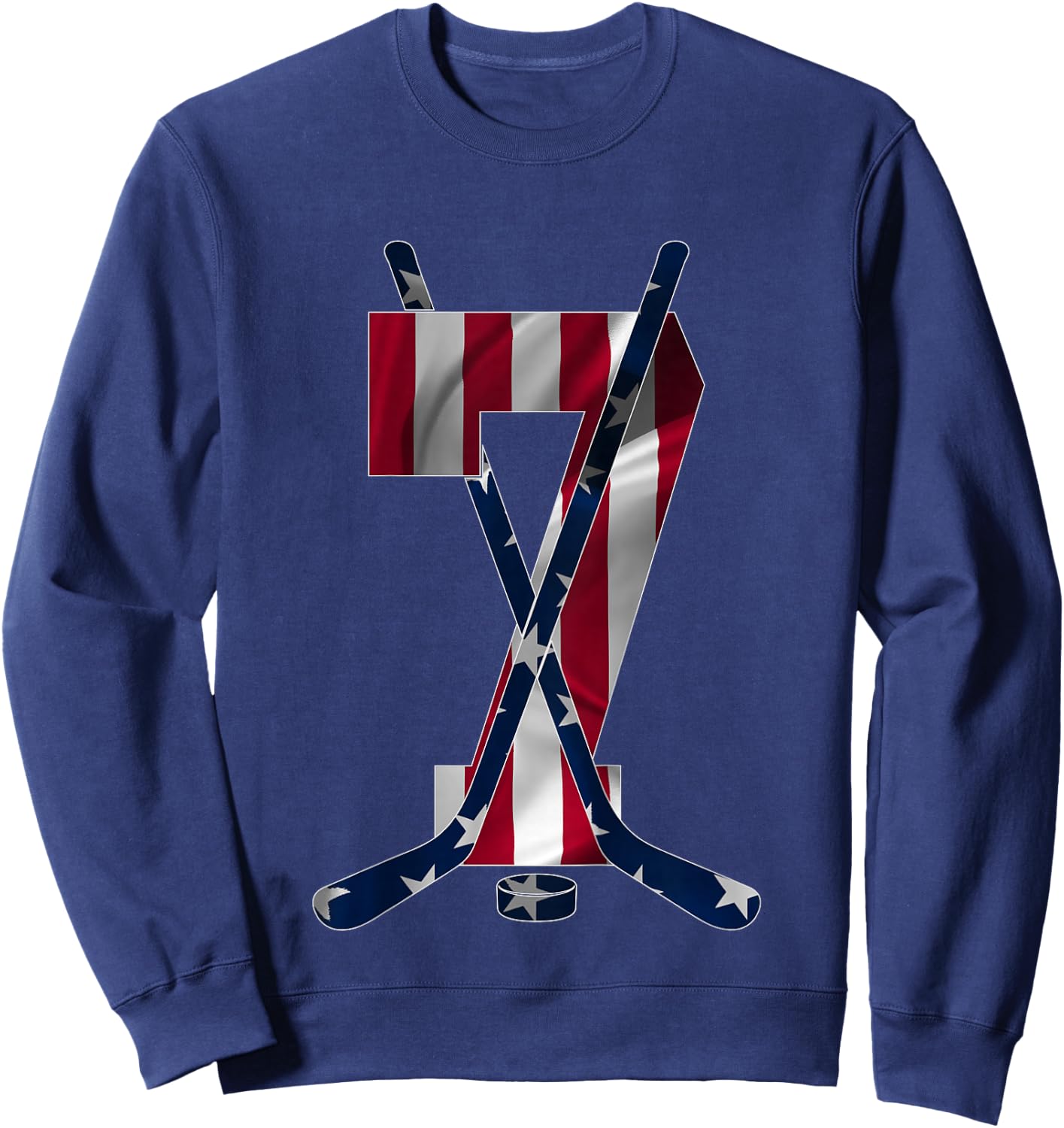 Number 7 Years Ice Hockey 7th Birthday Sweatshirt - Sweatshirt | Navy