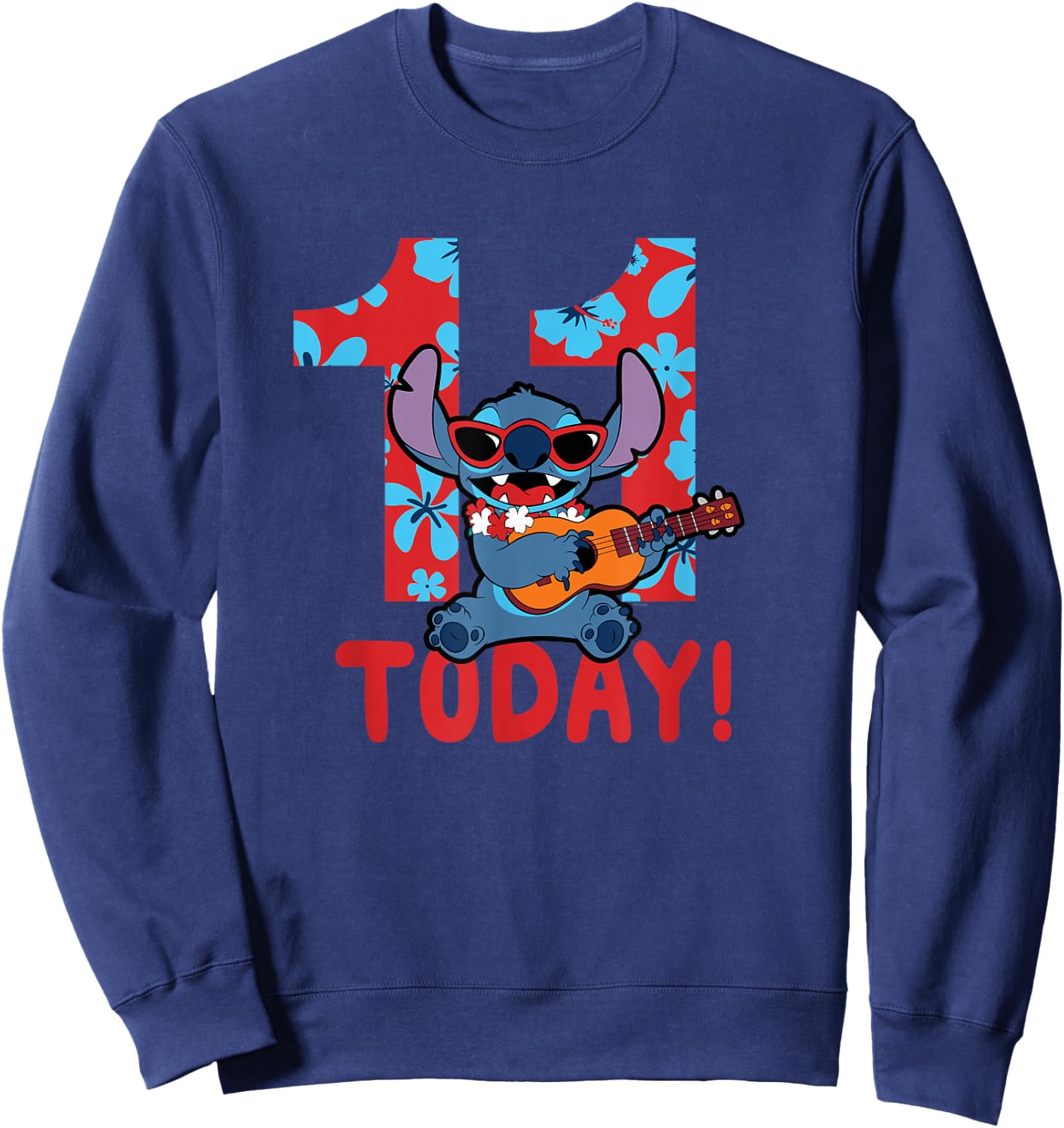 Disney Lilo & Stitch Tropical Birthday 11 Years Old Today Sweatshirt - Sweatshirt | Navy