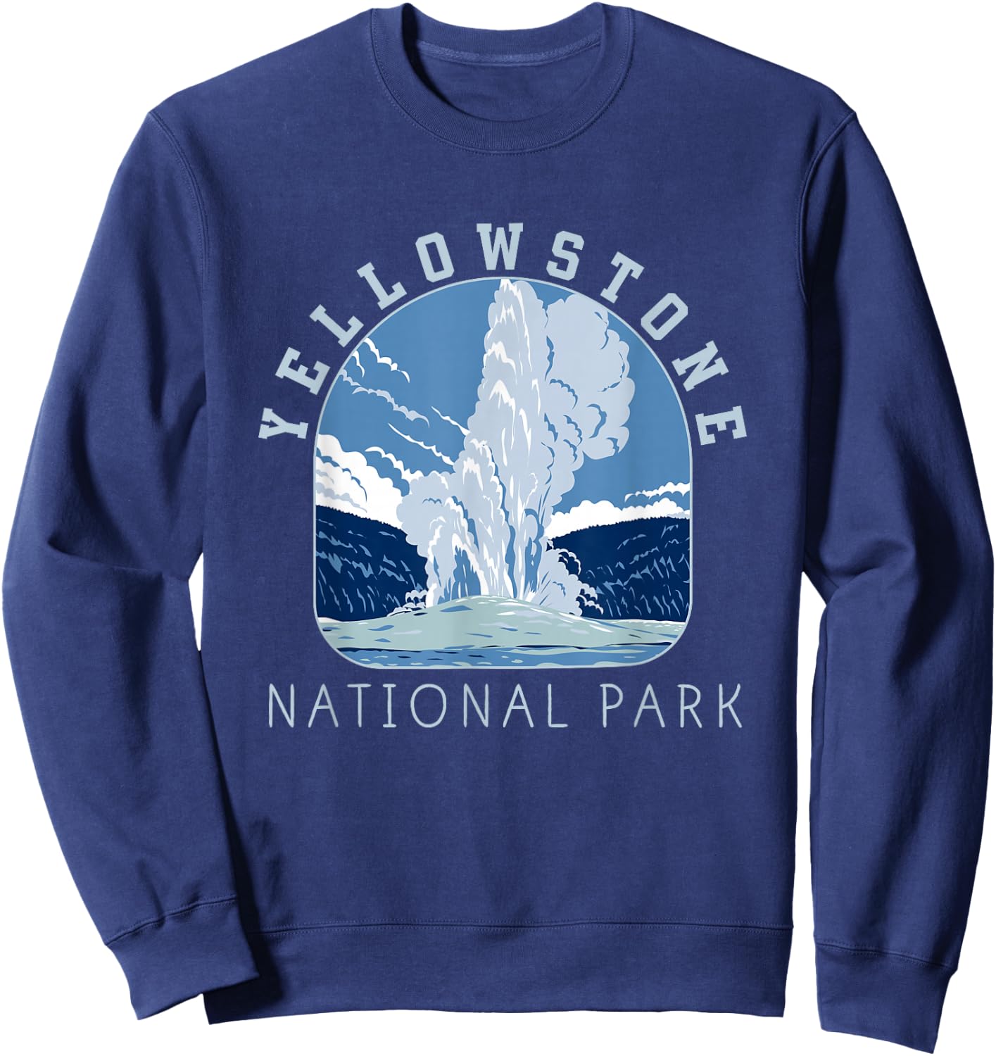 Yellowstone National Park Retro Vintage Old Faithful Gifts Sweatshirt - Sweatshirt | Navy