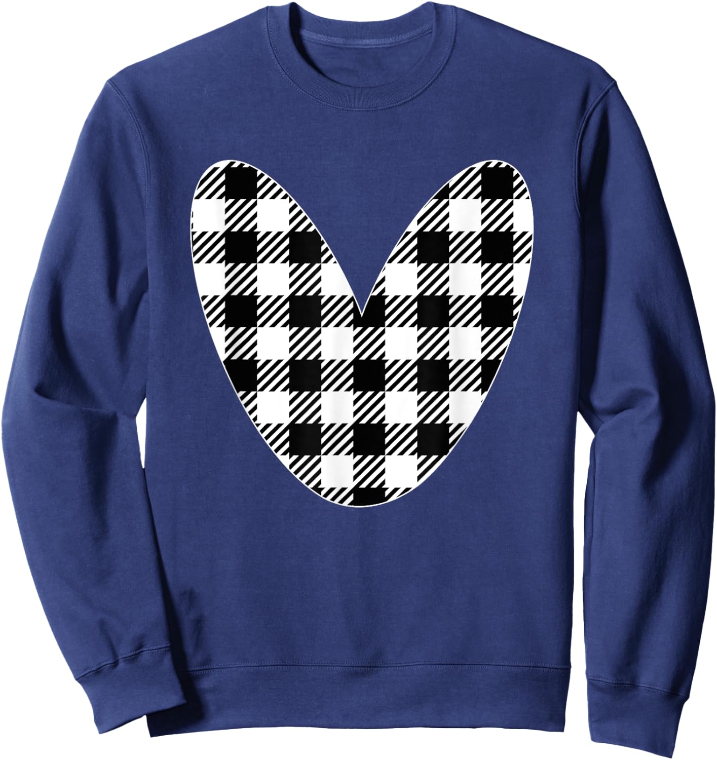 White And Black Christmas Buffalo Plaid Love Heart Pajamas Sweatshirt - Sweatshirt | Navy
